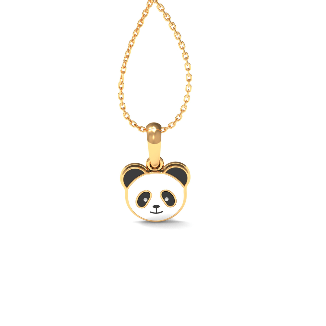 925 Sterling Gold Cute Panda Kid's Pendant - Auory