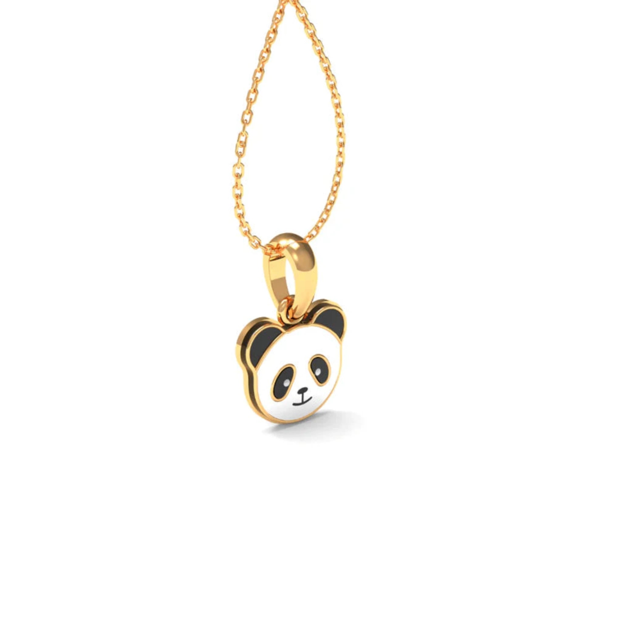 White Black Enamel Silver Yellow Gold Tiny Cute Panda Pendant For Kids