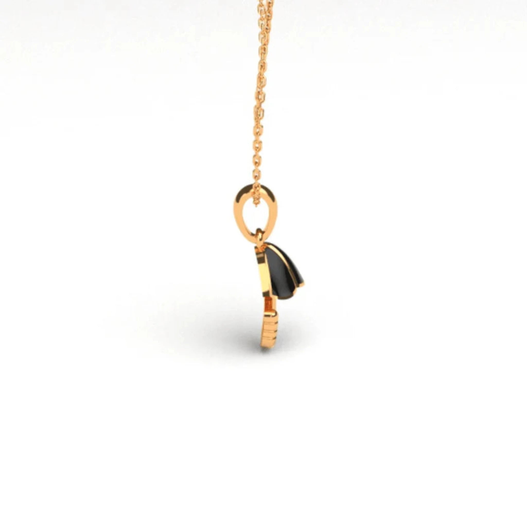 Silver Black Enamel Mini Umbrella Yellow Gold Pendant For Kids