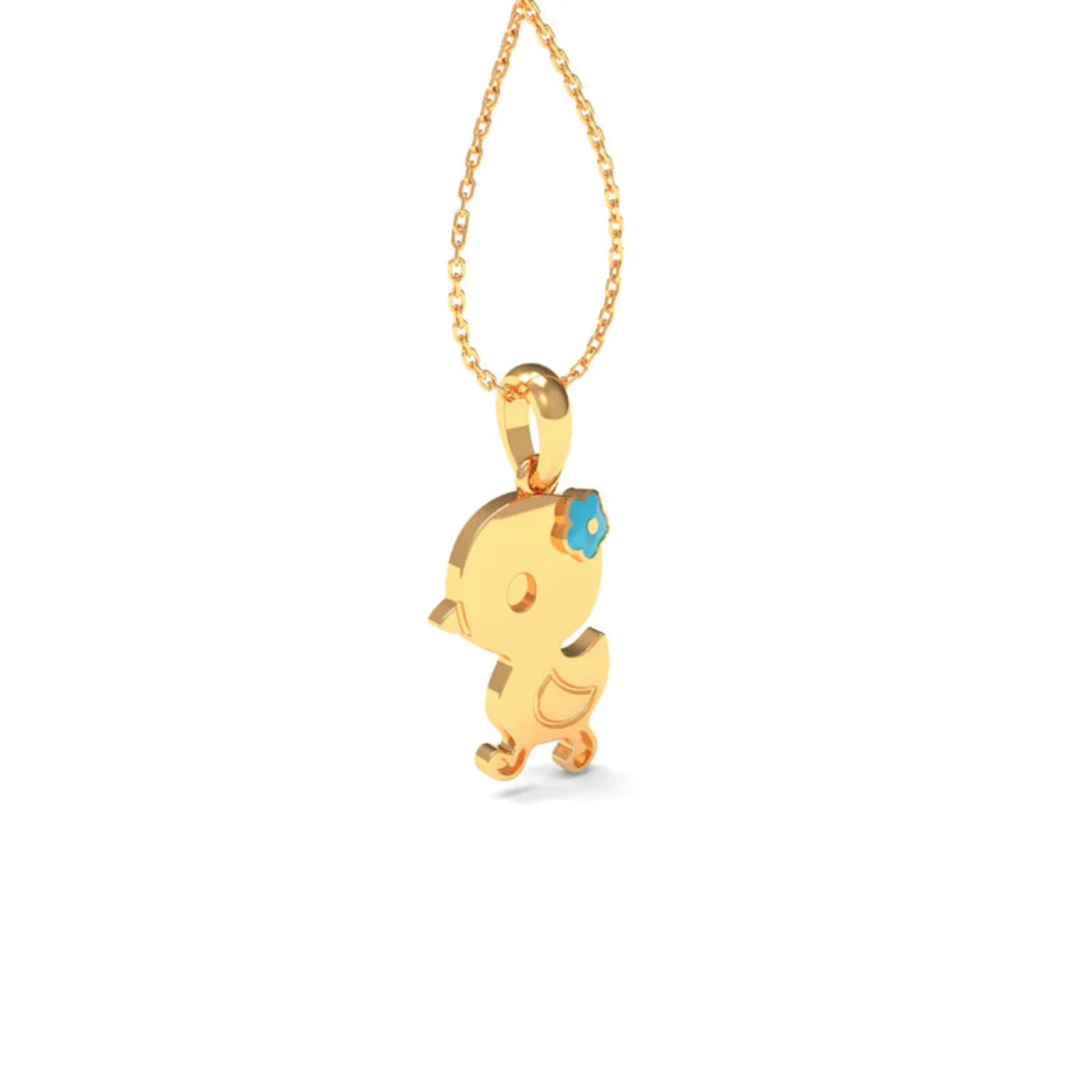 Turquoise Floral Accent Silver Yellow Gold Tiny Duck Cute Pendant For Kids