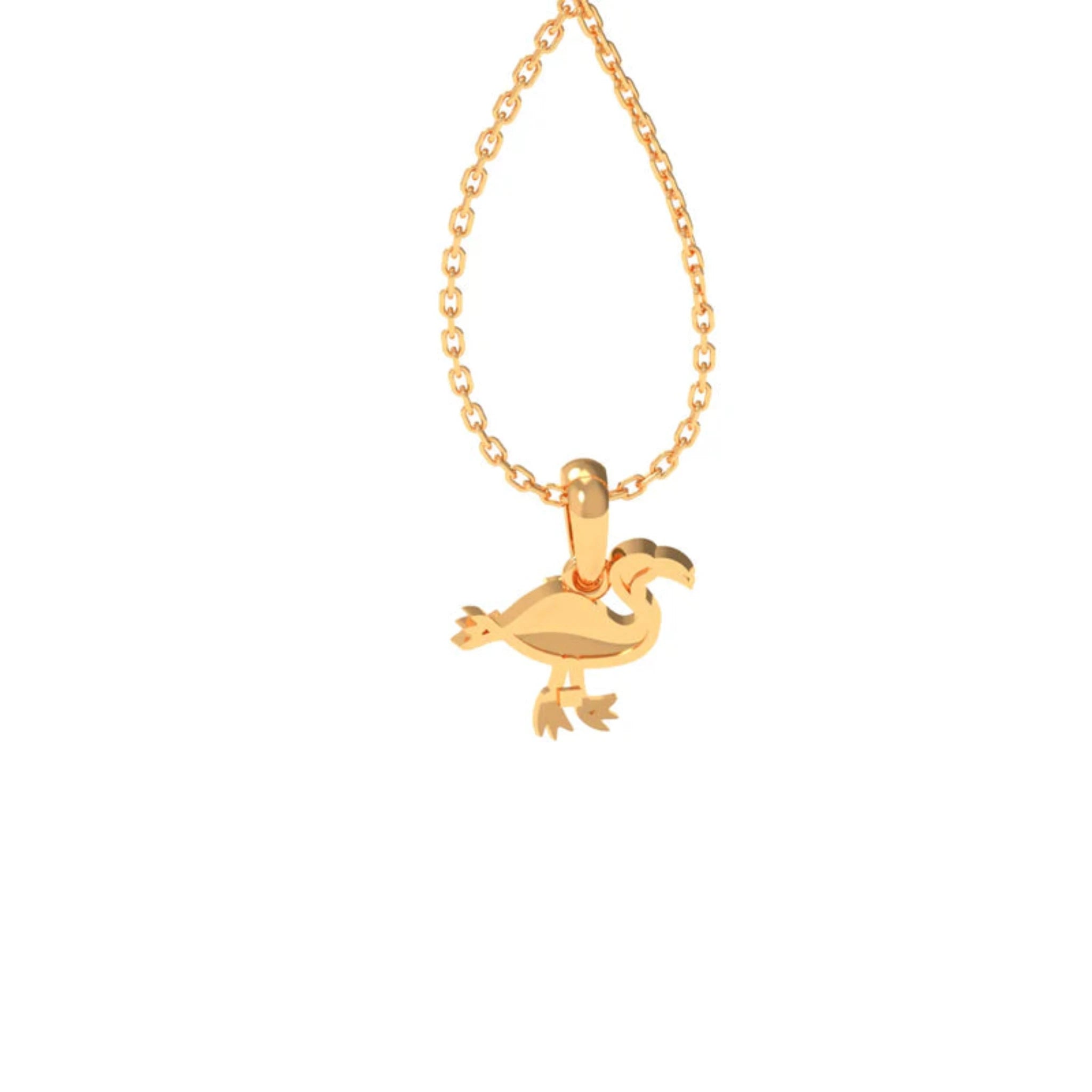 Colorful Enamel Silver Yellow Gold Dainty Flamingo Pendant for Kids