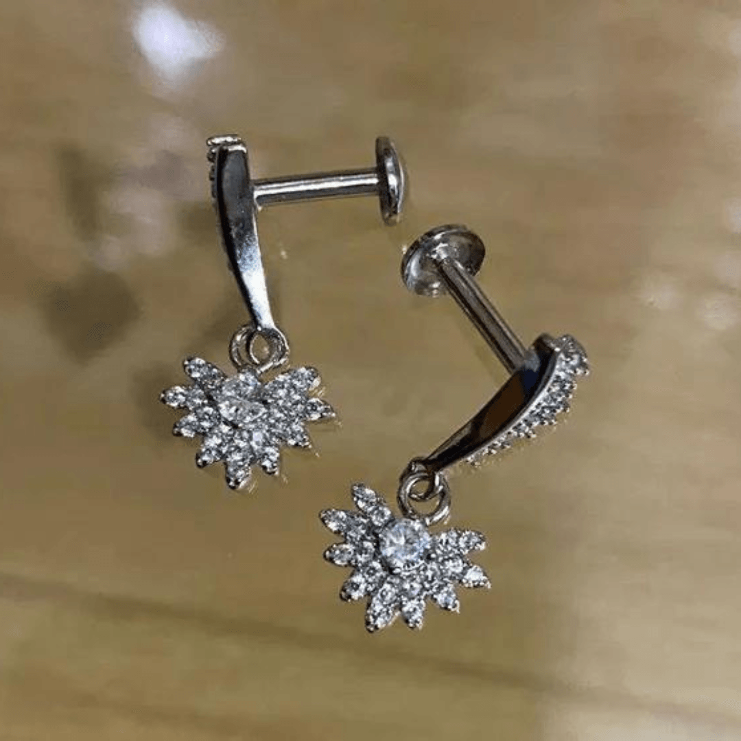 Rency Dual Flower Uncut Diamond Earrings – The Alchemy Studio