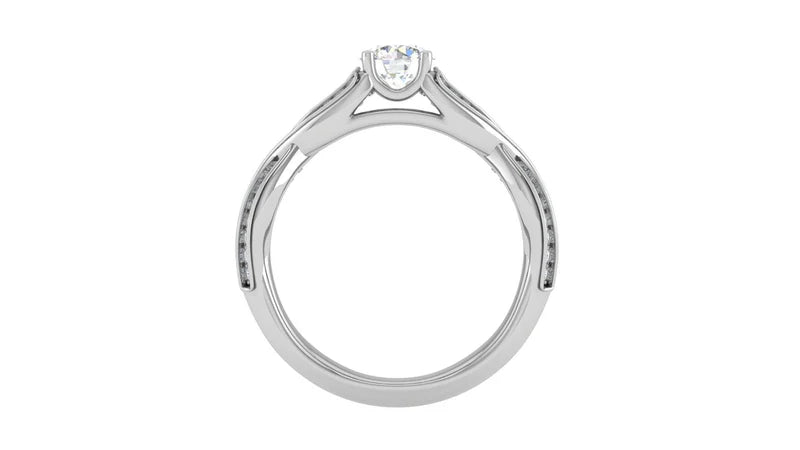 White Gold Adjustable Silver Criss-Cross Intertwined Round Cut Bridal Ring For Woman