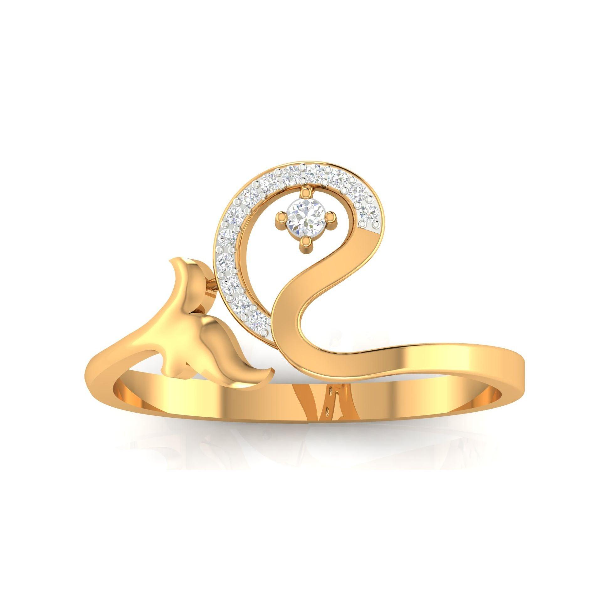 925 Sterling Silver Embracing Charm Lightweight Gold-Plated Ring AUS-355 - Auory