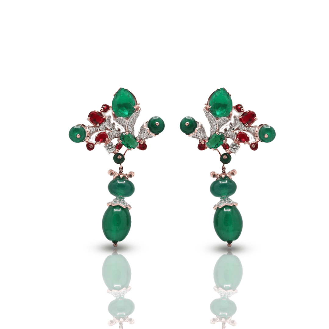 925 Sterling Silver Emerald Green Earring - Auory
