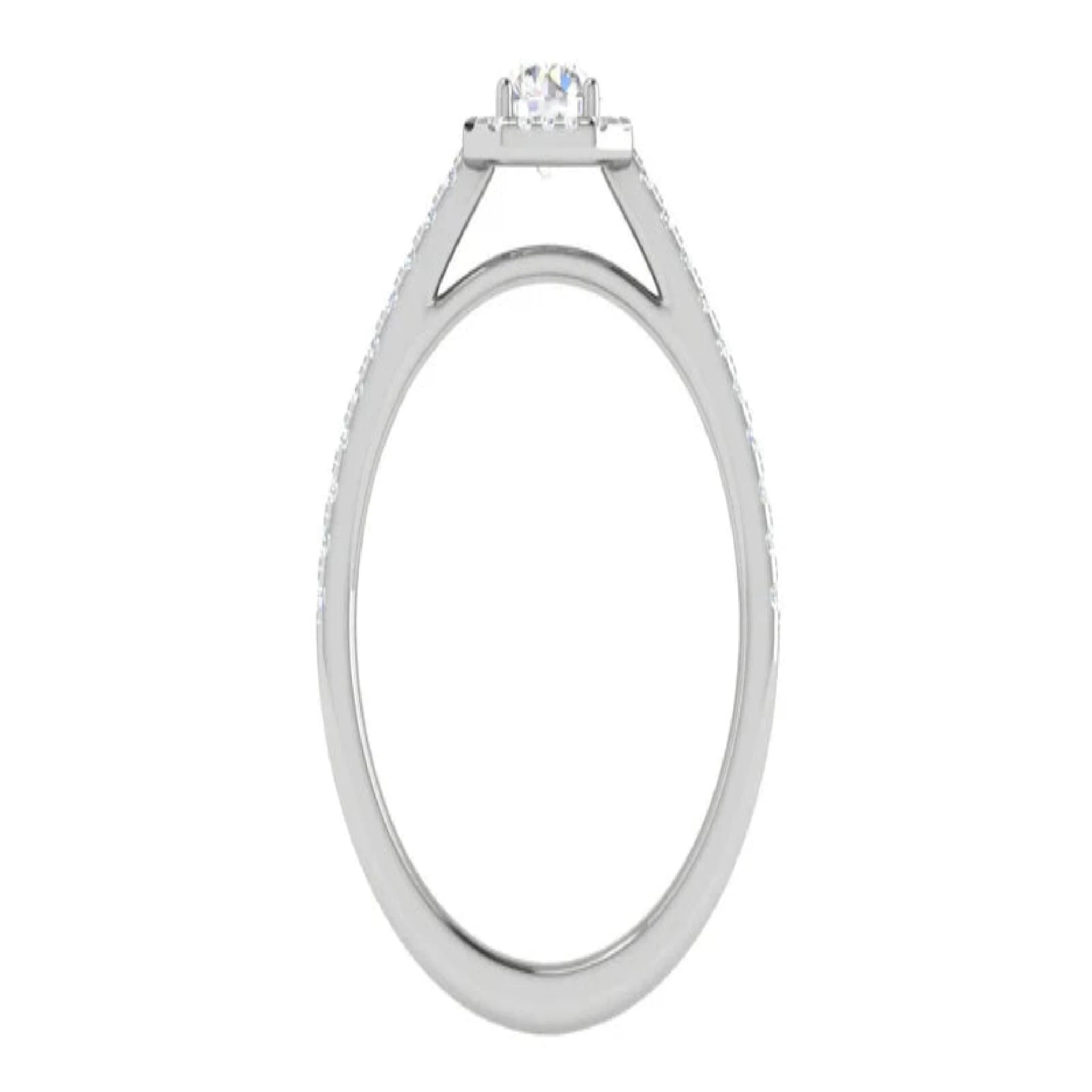 White Gold Adjustable Silver Double Row Halo Round Ring For Woman