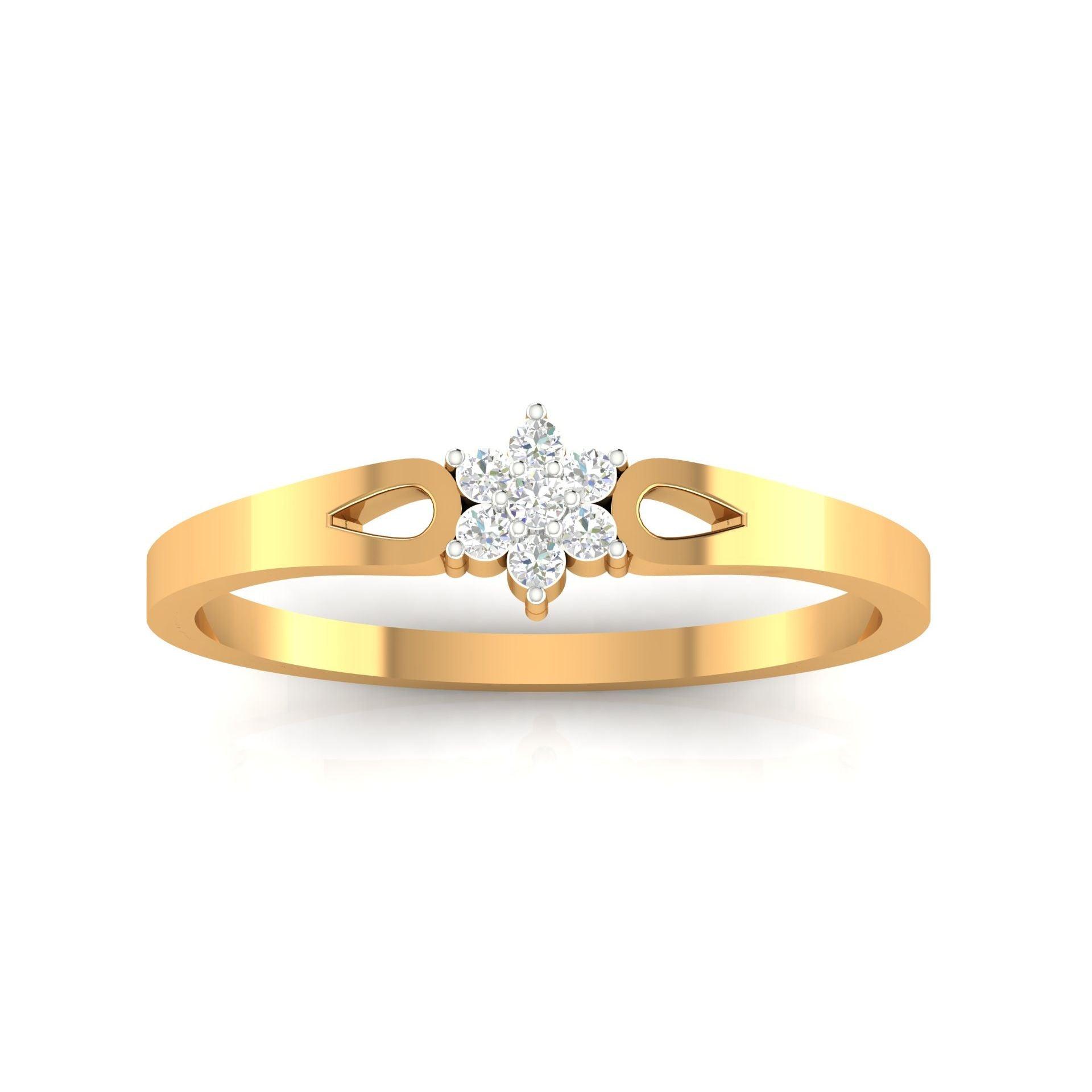 925 Sterling Silver Floral Pattern Majestic Beauty lightweight ring Gold-Plated Ring AUS-390 - Auory