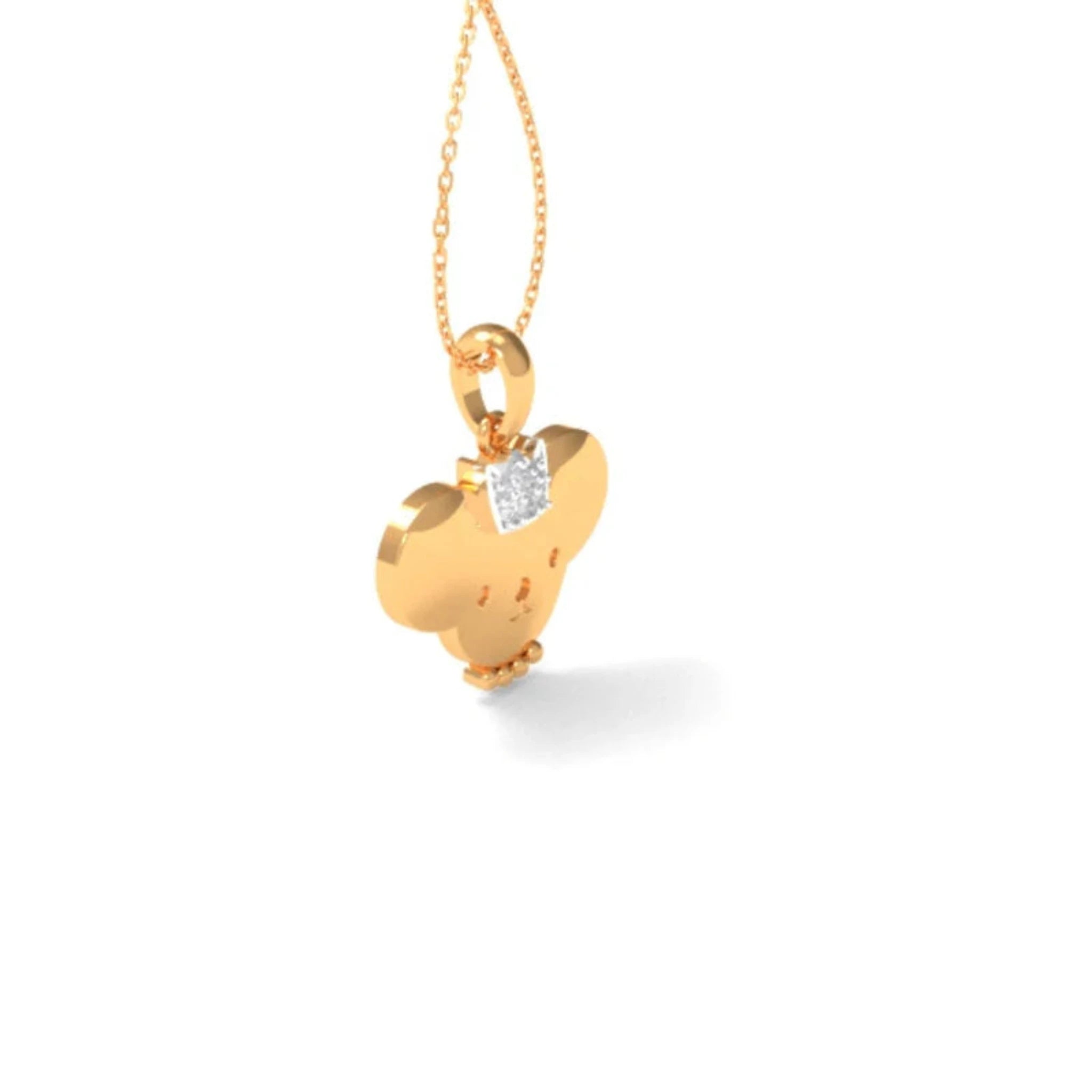 Playful Miniature Silver Yellow Gold Royal Crown Mouse Pendant For Kids