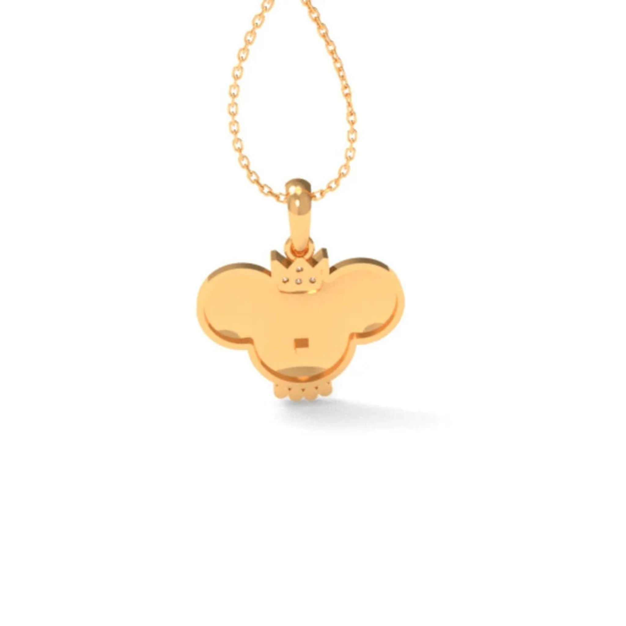 Playful Miniature Silver Yellow Gold Royal Crown Mouse Pendant For Kids