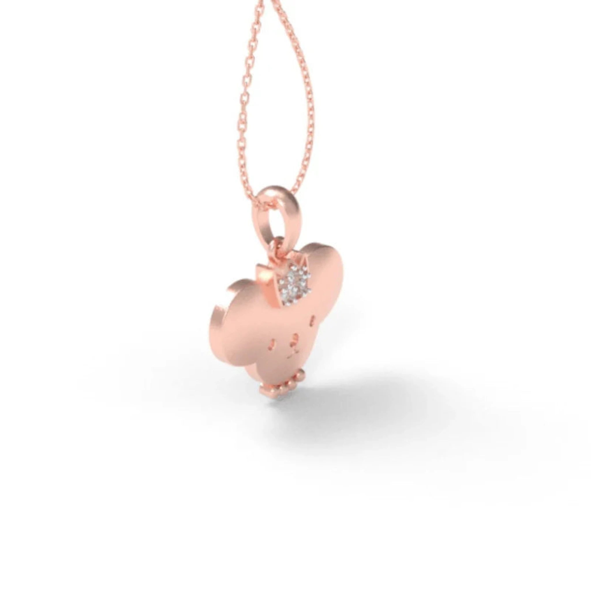 Delicate Silver Rose Gold Crowned Mouse Pendant For Kids