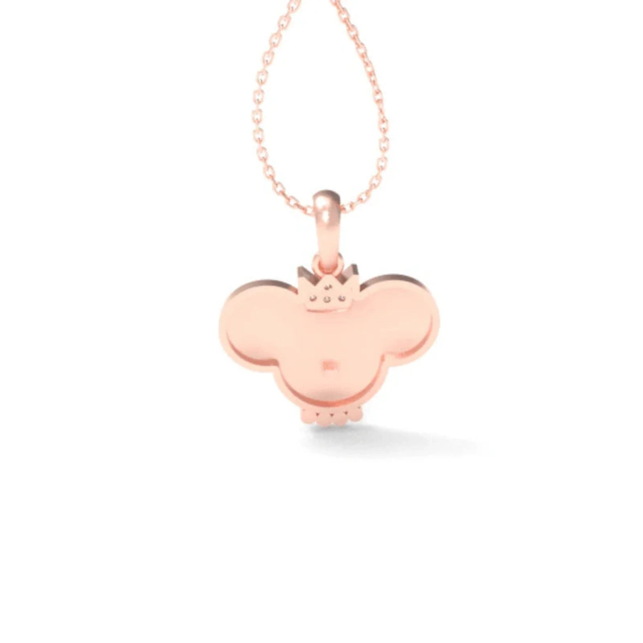 Delicate Silver Rose Gold Crowned Mouse Pendant For Kids