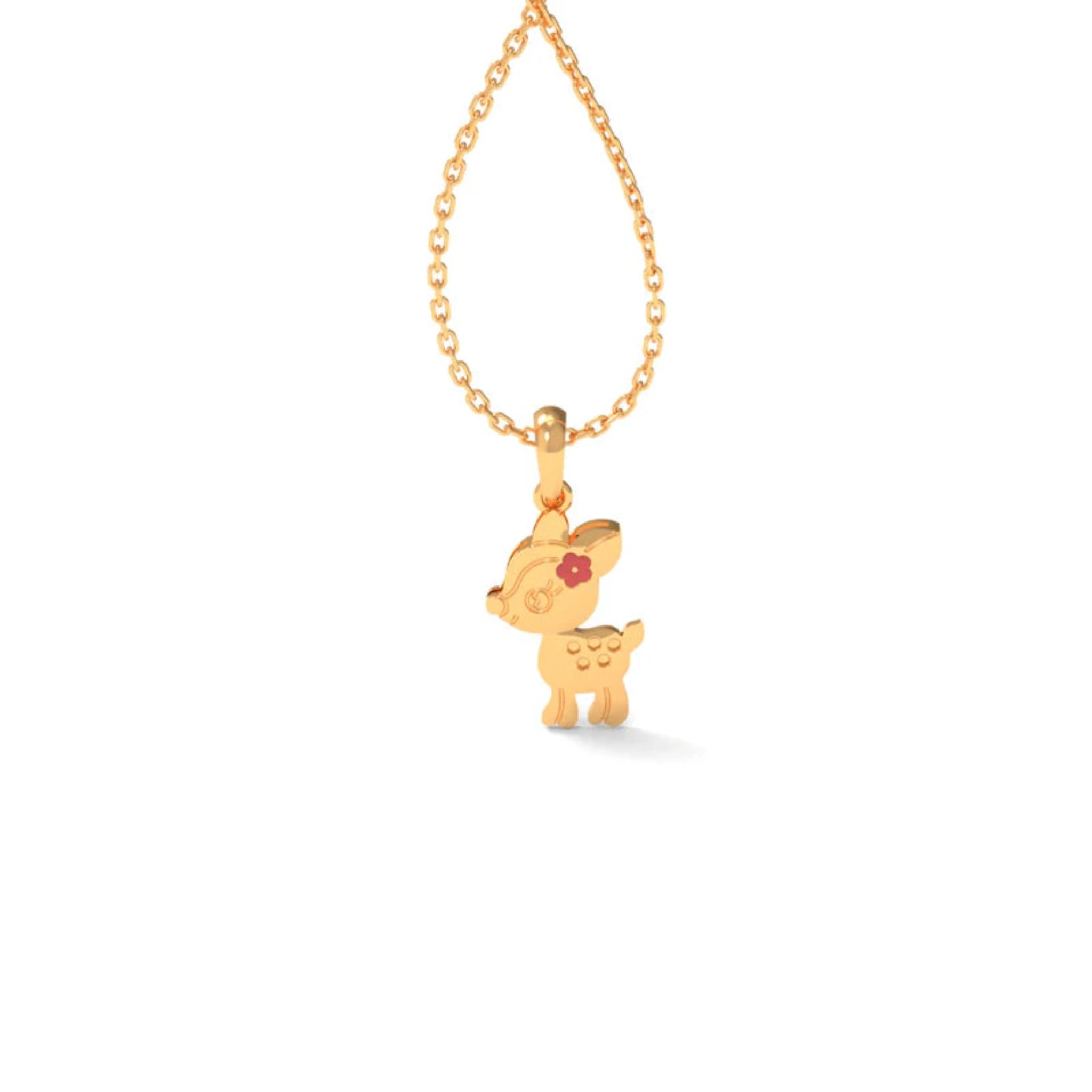 Cute Animal Silver Yellow Gold Adorable Deer Pendant for Kids