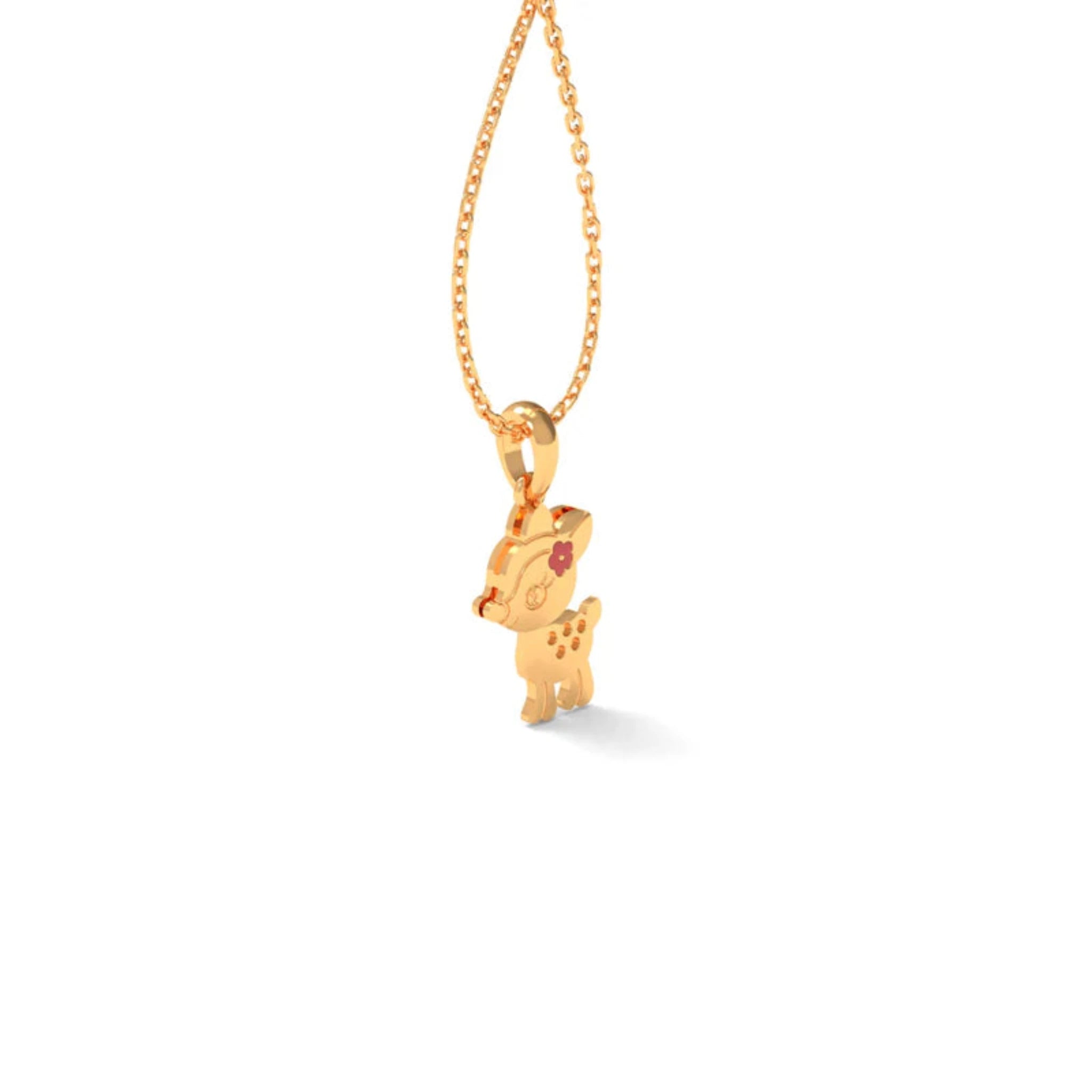 Cute Animal Silver Yellow Gold Adorable Deer Pendant for Kids