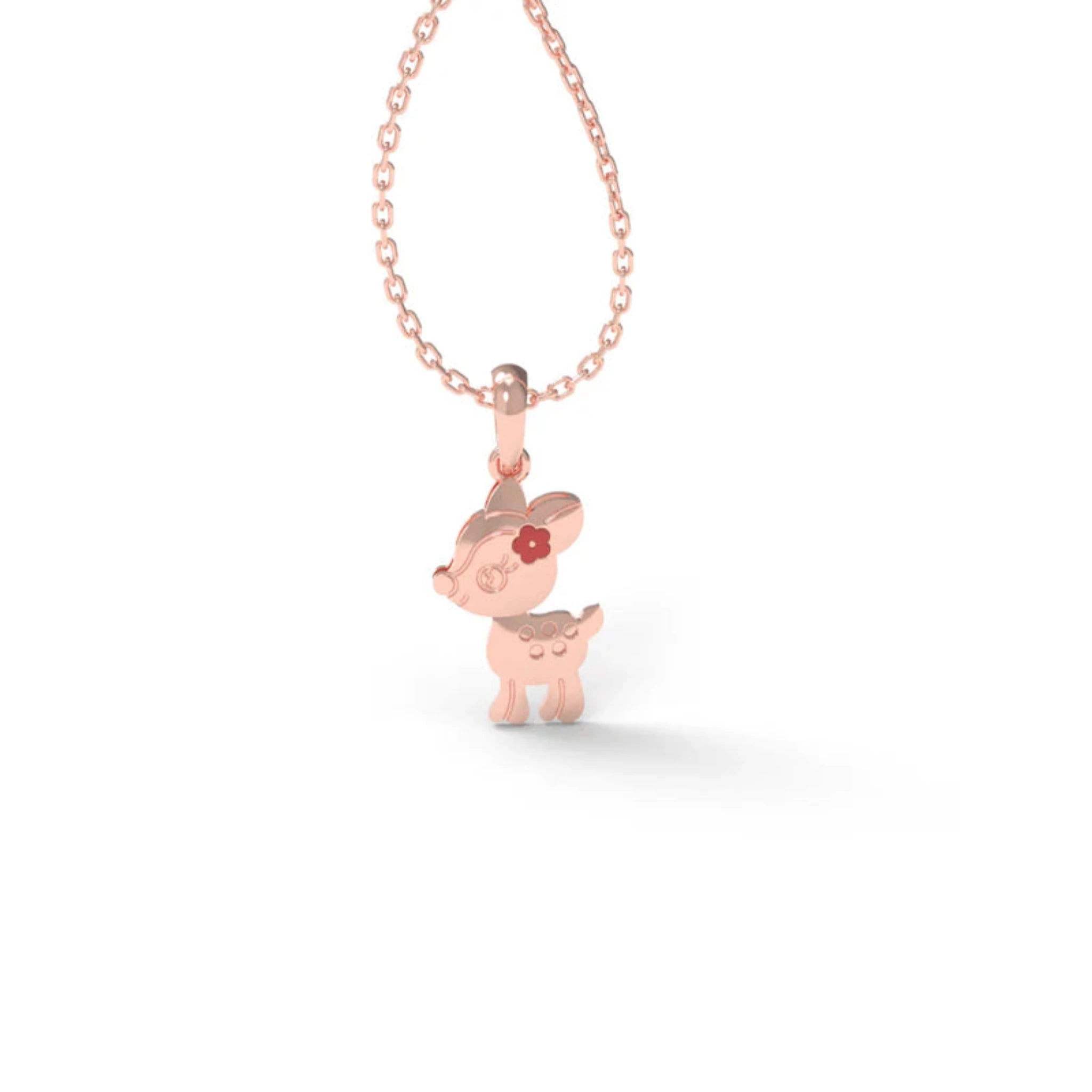 Adorable Small Cute Silver Rose Gold Deer Pendant for Kids