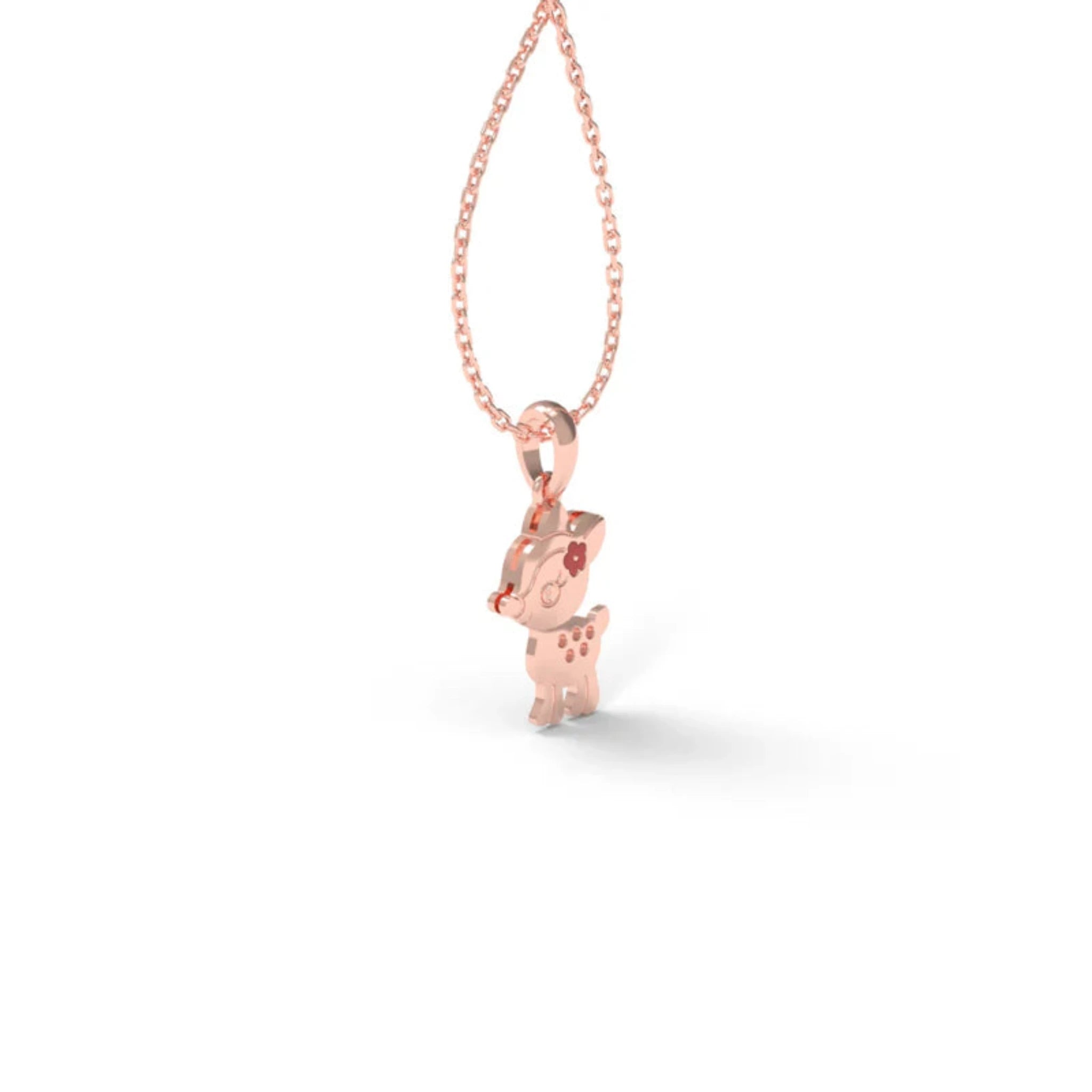 Adorable Small Cute Silver Rose Gold Deer Pendant for Kids