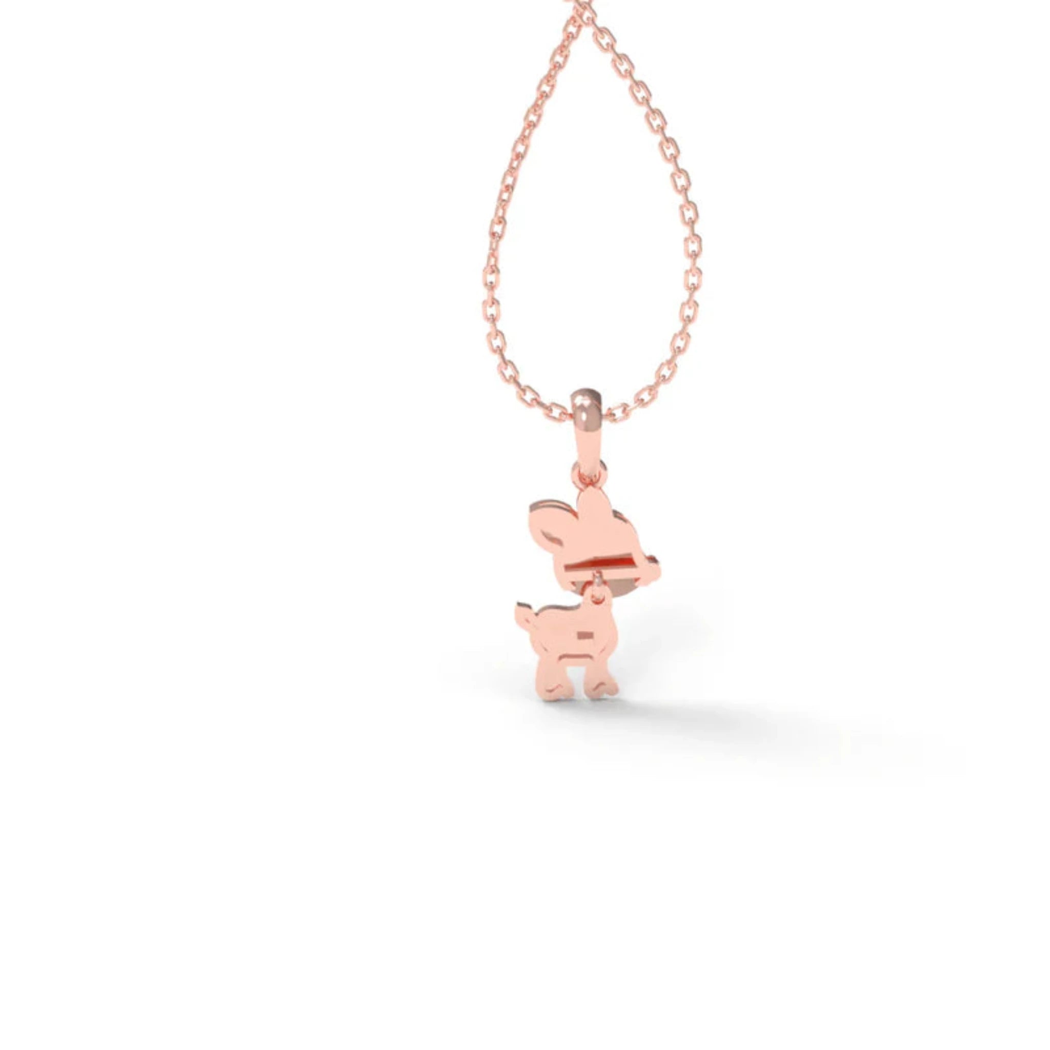 Adorable Small Cute Silver Rose Gold Deer Pendant for Kids