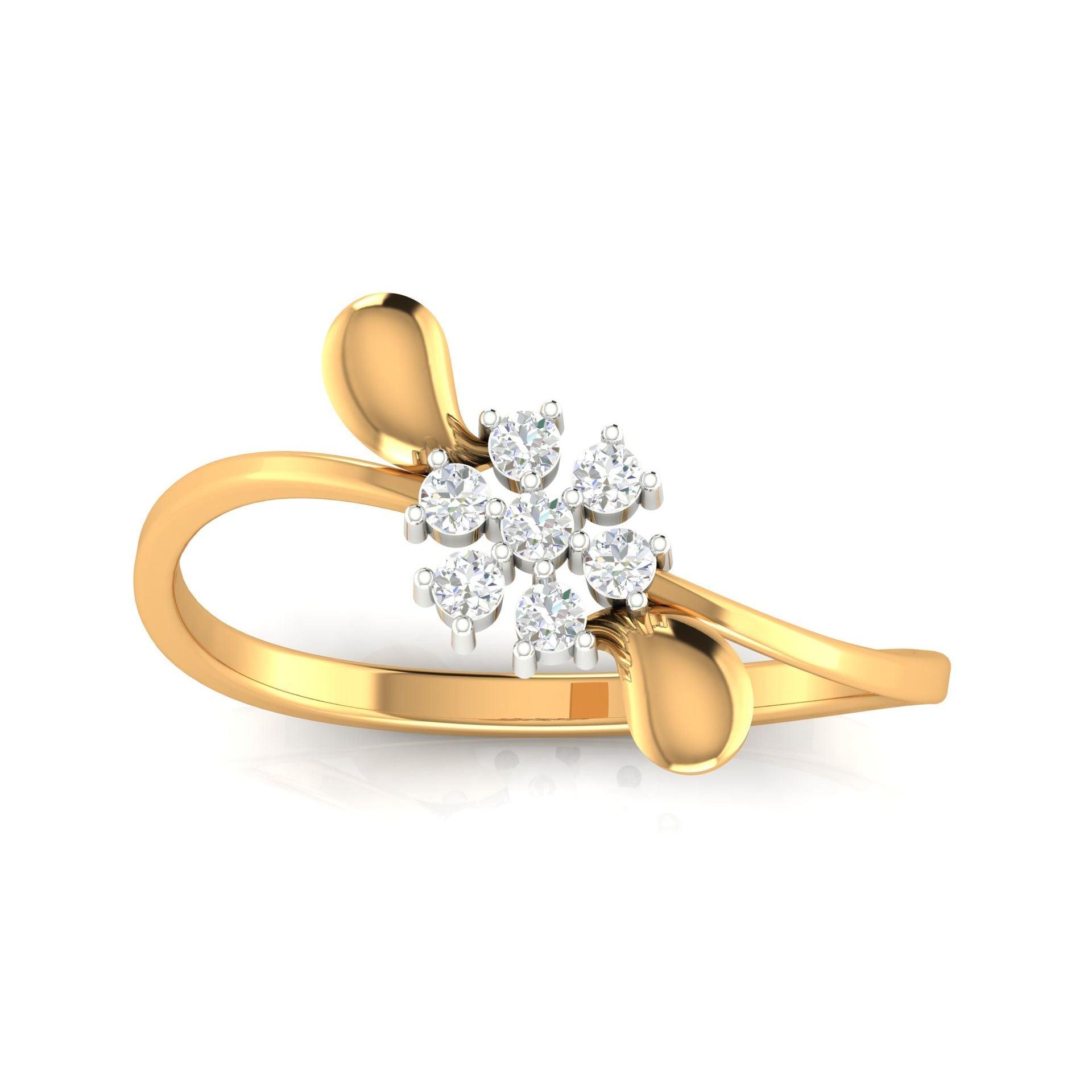 925 Sterling Silver Golden Blossom Flower-Shaped Lightweight Gold-Plated Ring AUS-353 - Auory