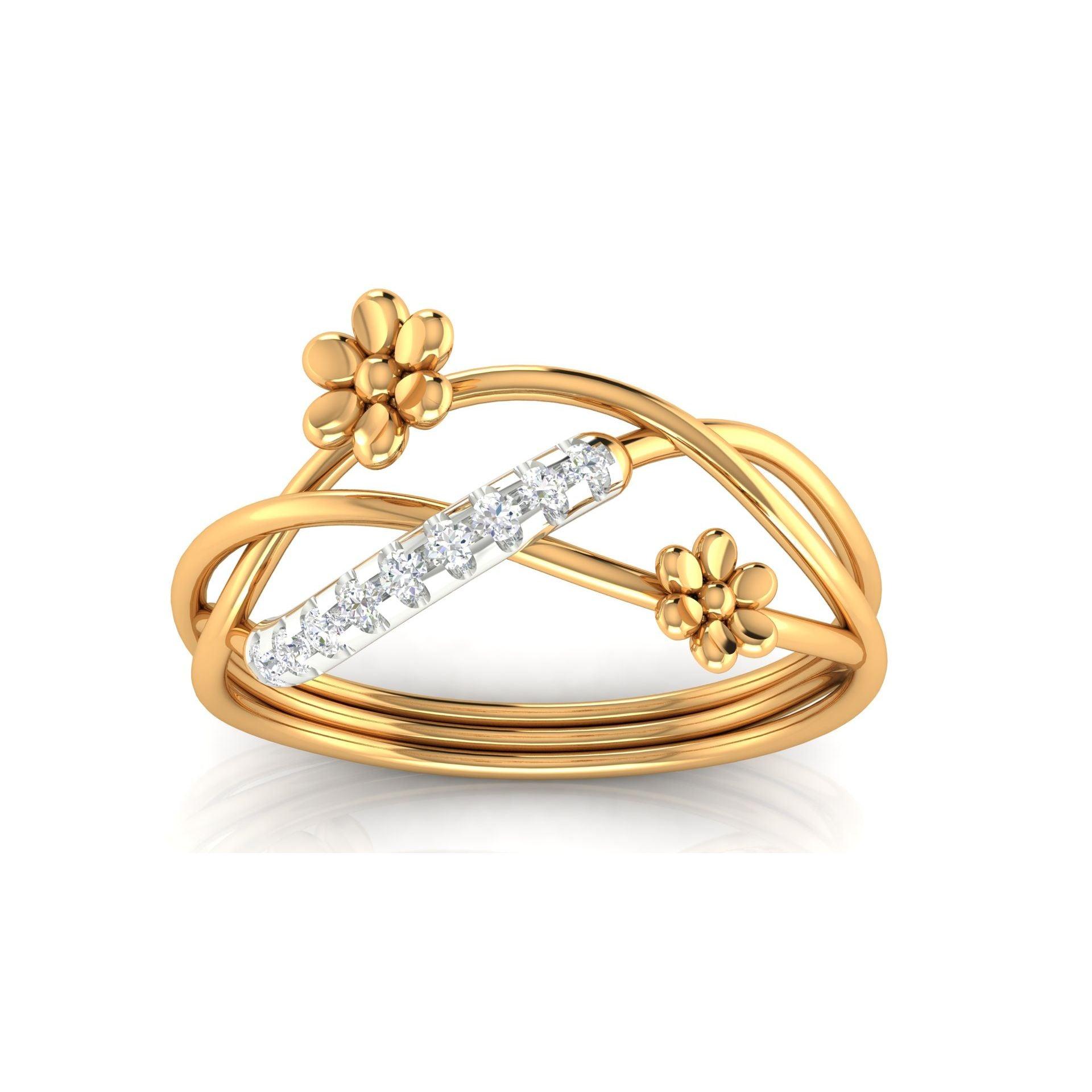 925 Sterling Silver Golden Blossom Lightweight Gold-Plated Ring AUS - 332 - Auory