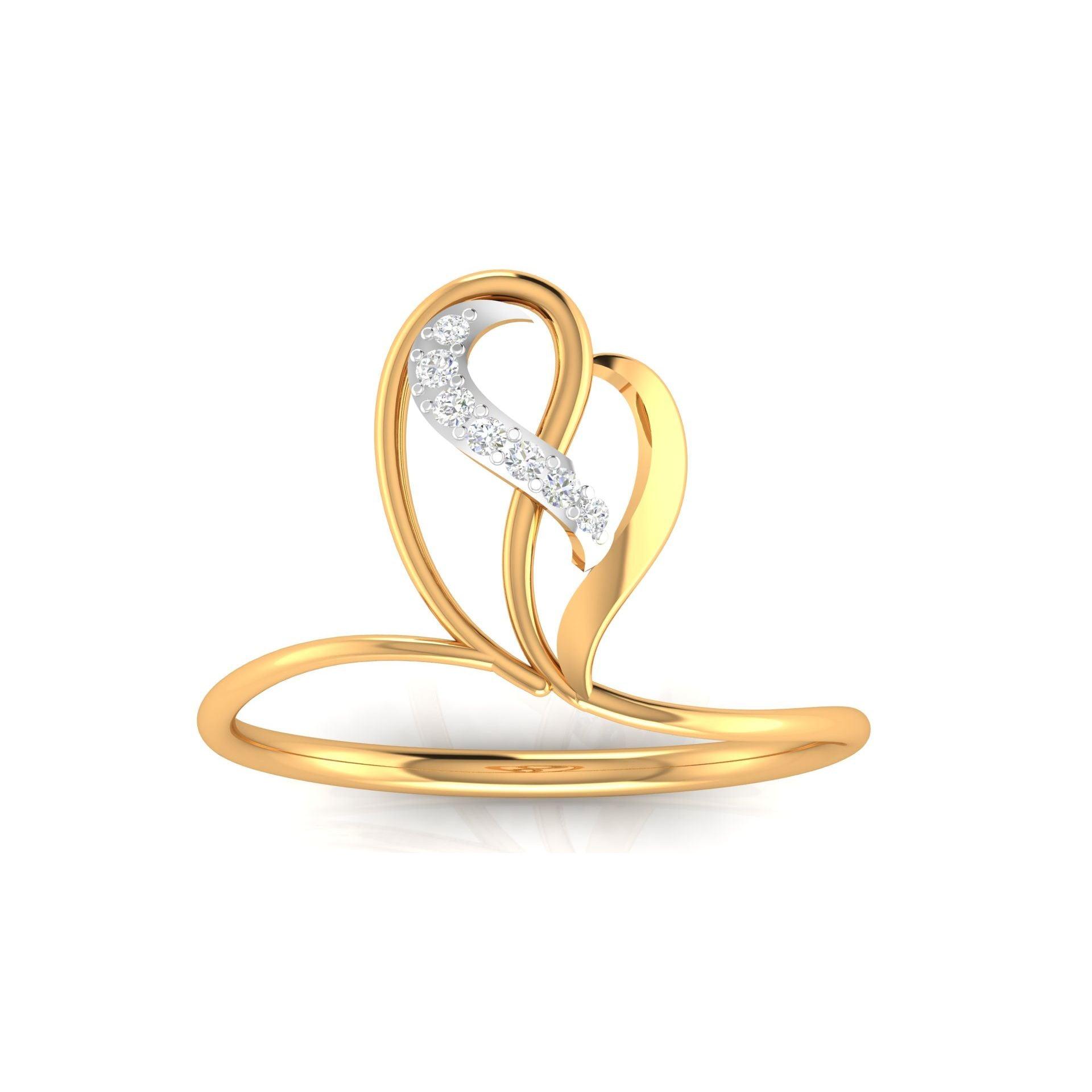 925 Sterling Silver Golden Glamour Lightweight Gold-Plated Ring AUS-351 - Auory