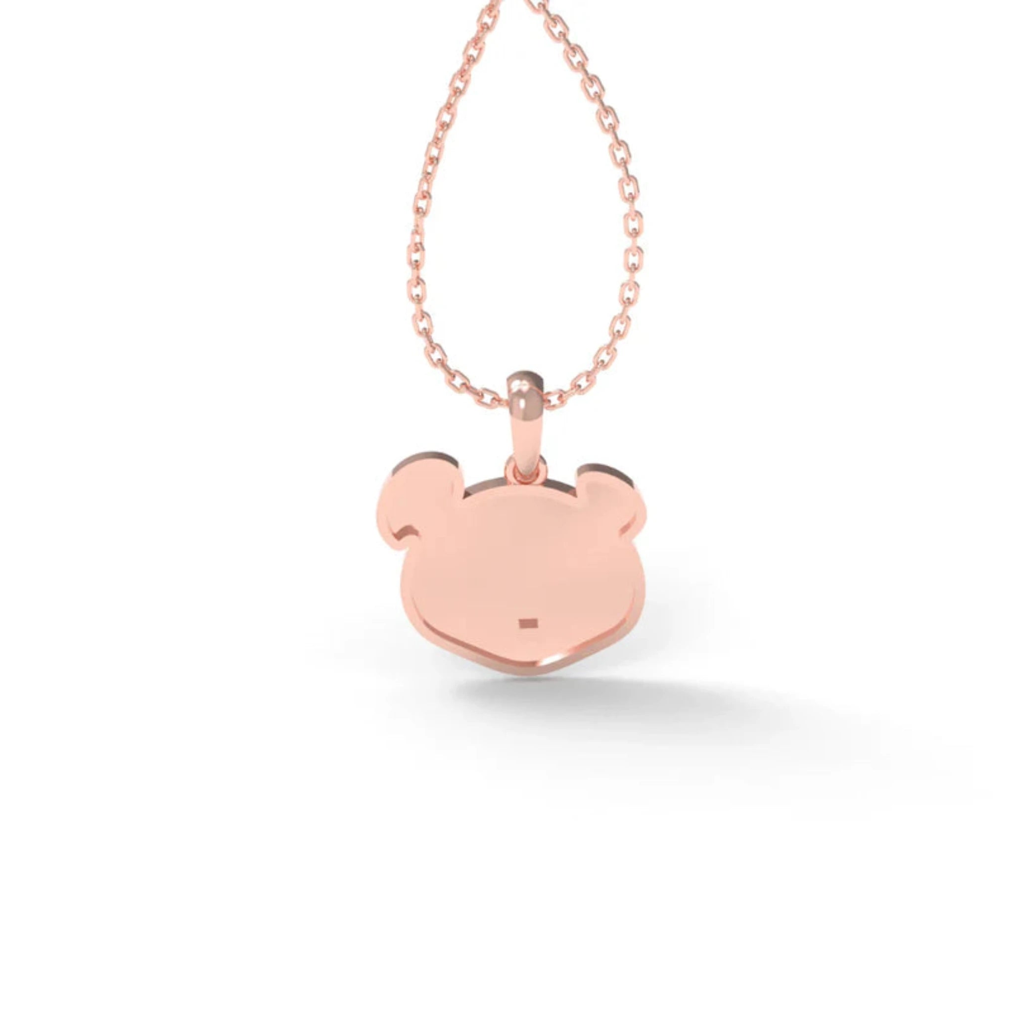 Miniature Pink Accent Silver Rose Gold Tiger Head Pendant for Kids