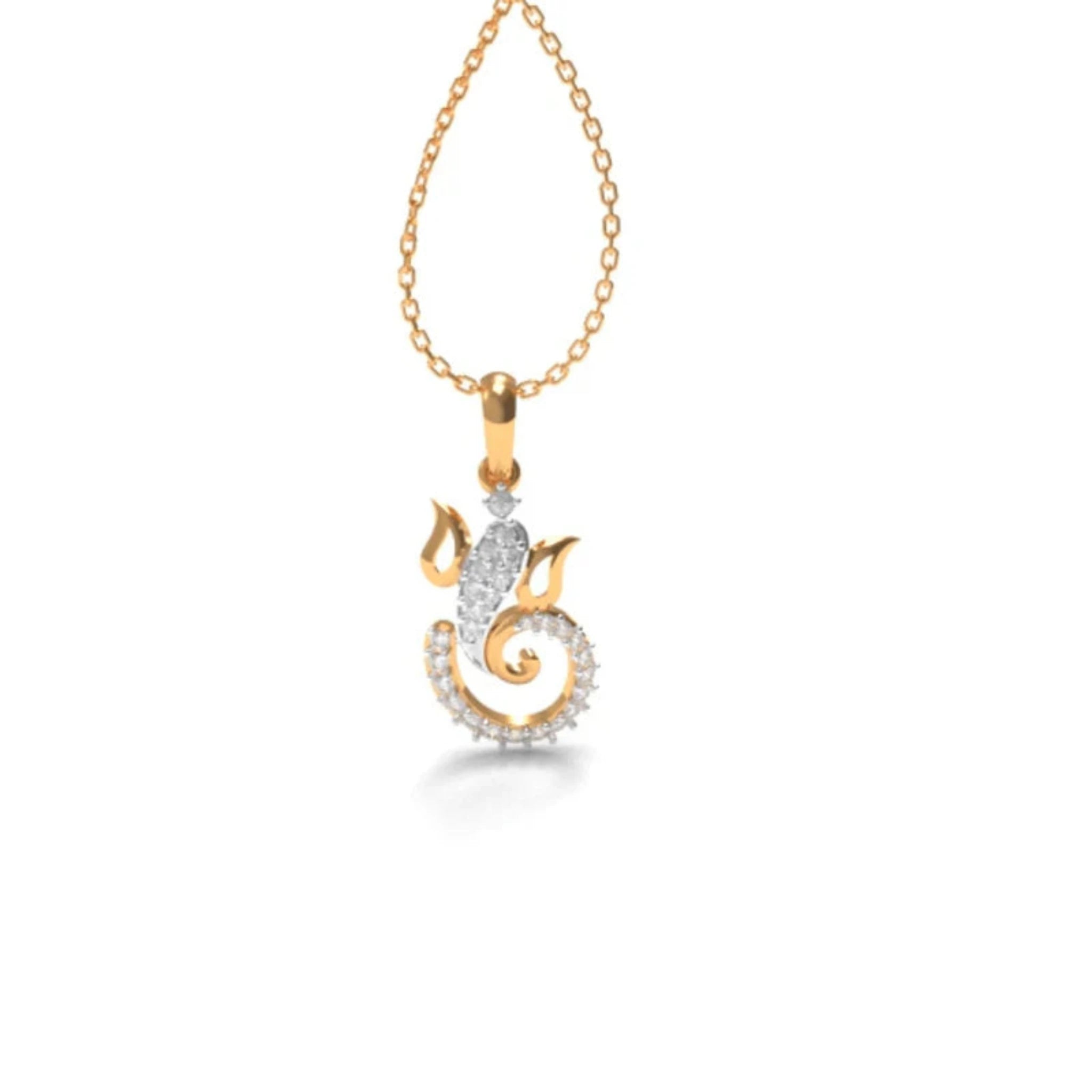 Elegant Spiritual Diamond Silver Yellow Gold Ganesha’s Pendant for Kids