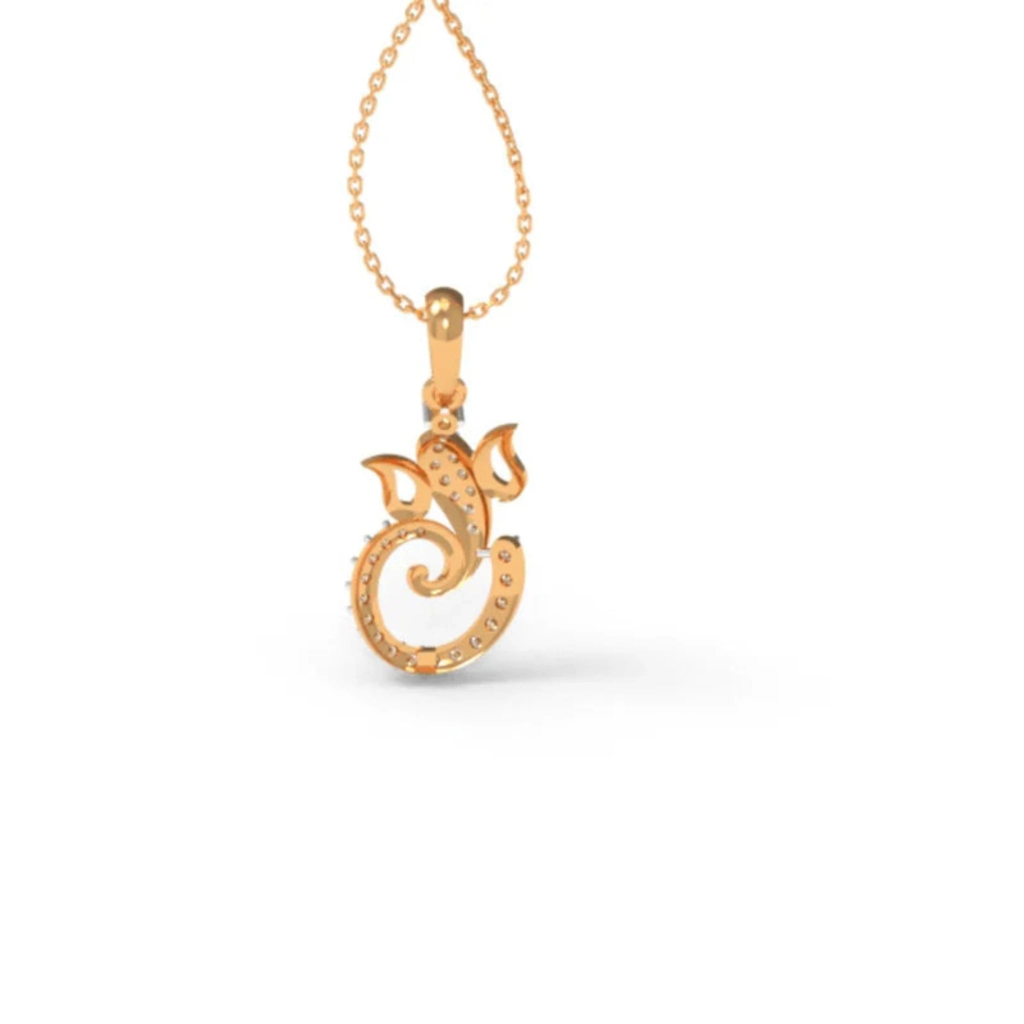 Elegant Spiritual Diamond Silver Yellow Gold Ganesha’s Pendant for Kids