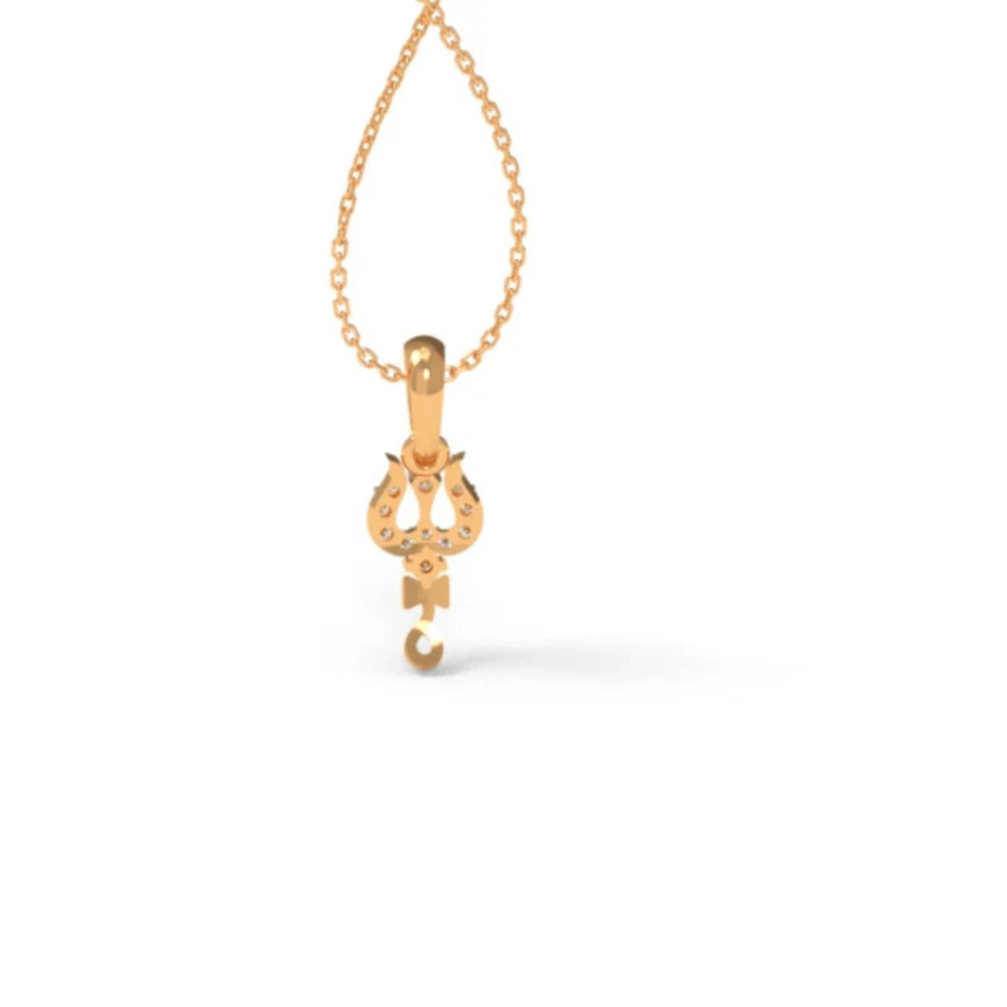 Religious Trishul Yellow Gold Silver Delicate Pendant For Kids