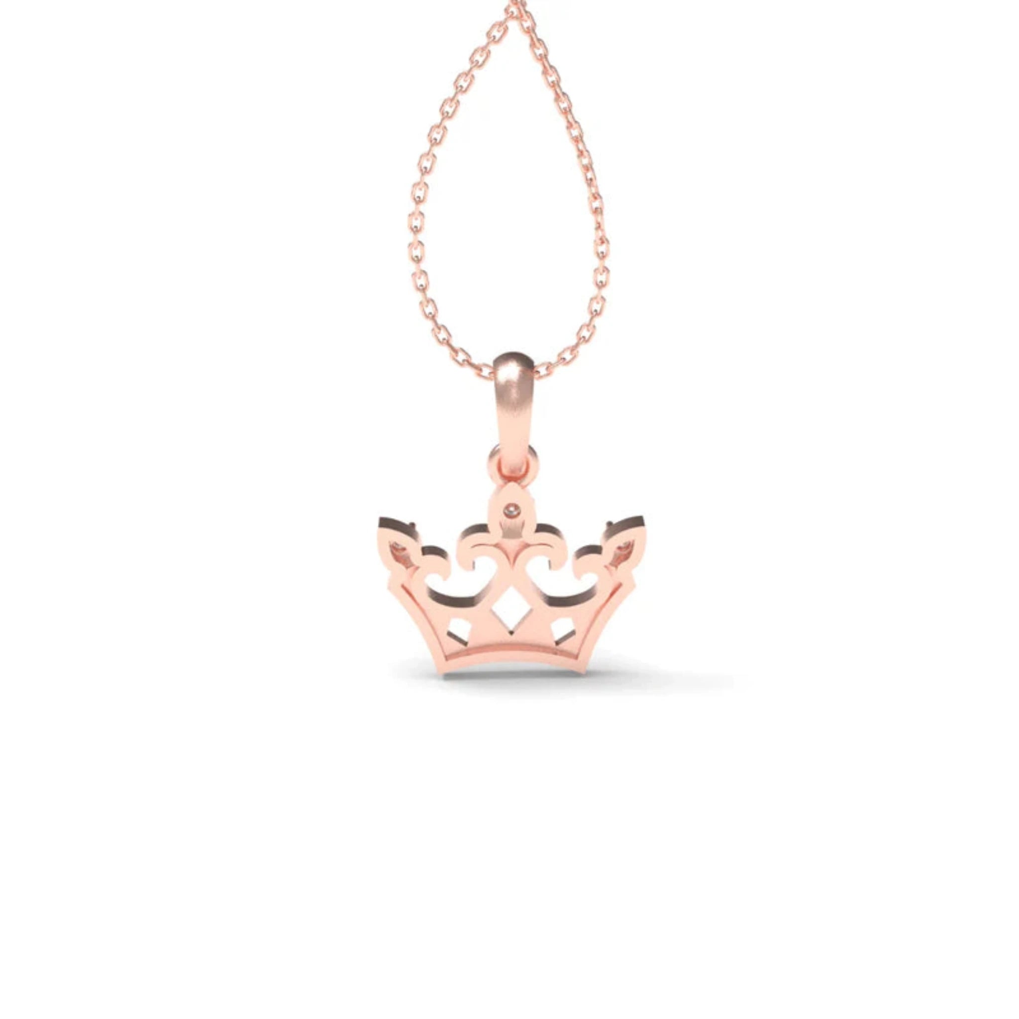 Silver Majestic Prong-Set Glittering Clear Stones Crown Charm Rose Gold Pendant For Kids