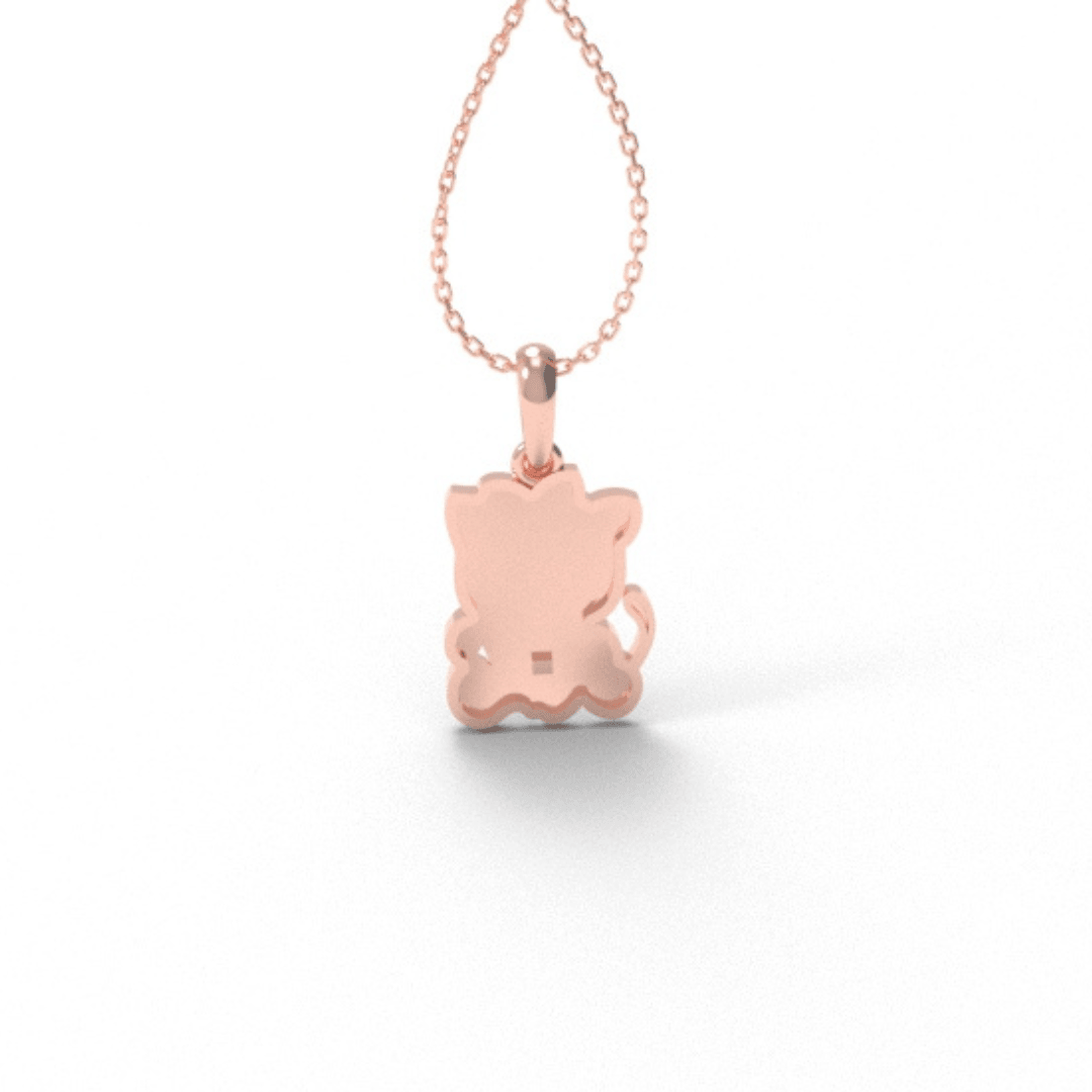 Adorable Kitty Rose Gold Silver Enamel Bow Pendant For Kids