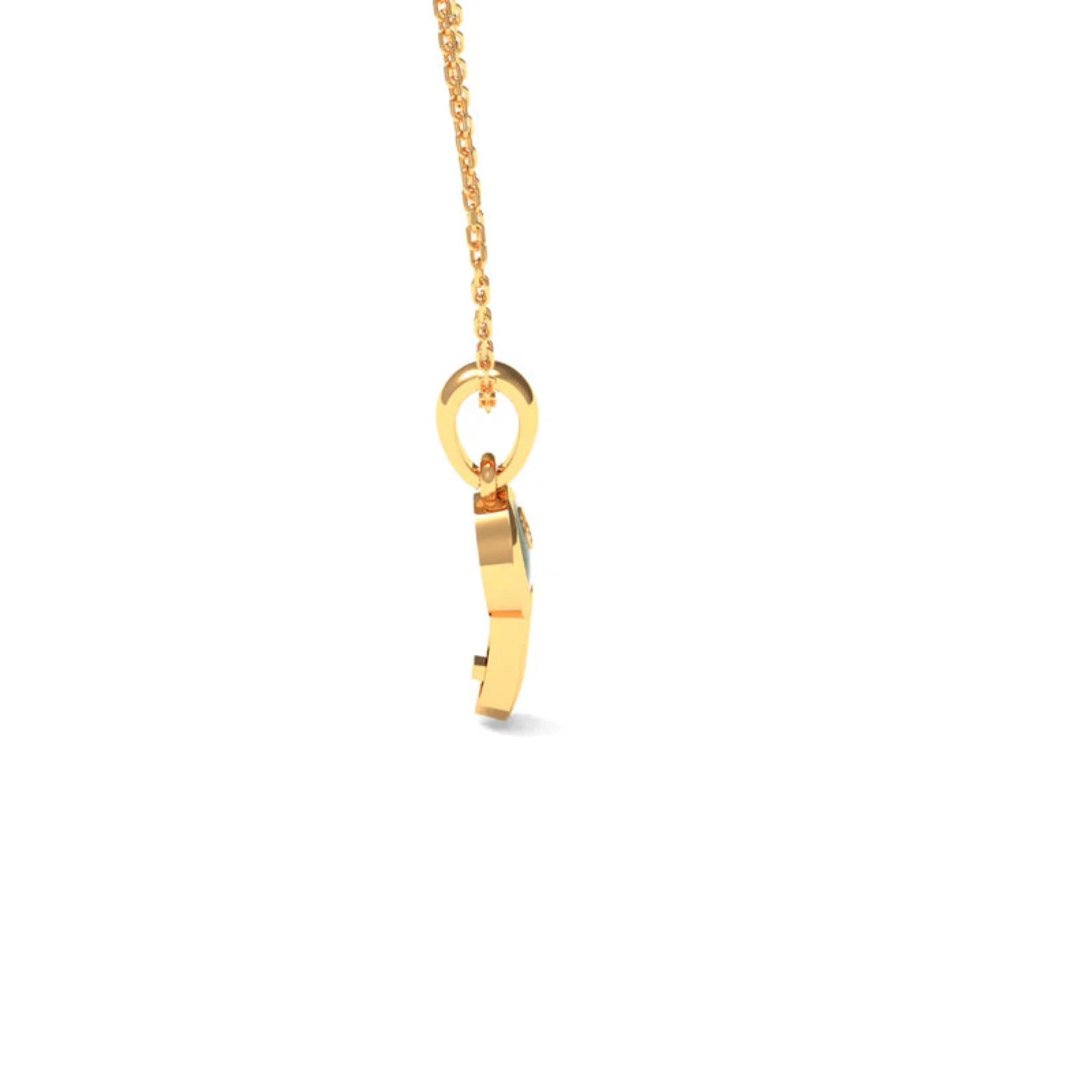 Compact Green Enamel Silver Yellow Gold Key-Shaped Pendant for Kids