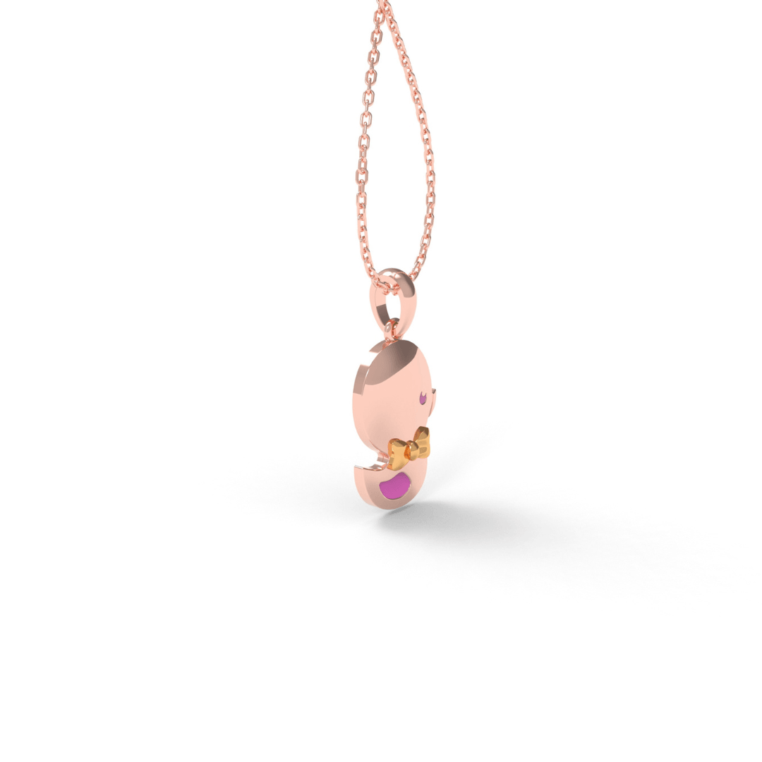 925 Sterling pink Tiger's Grace Kid's Pendant - Auory