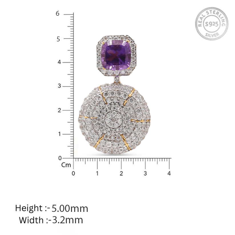 925 Sterling Silver Purple Sapphire Earring - Auory