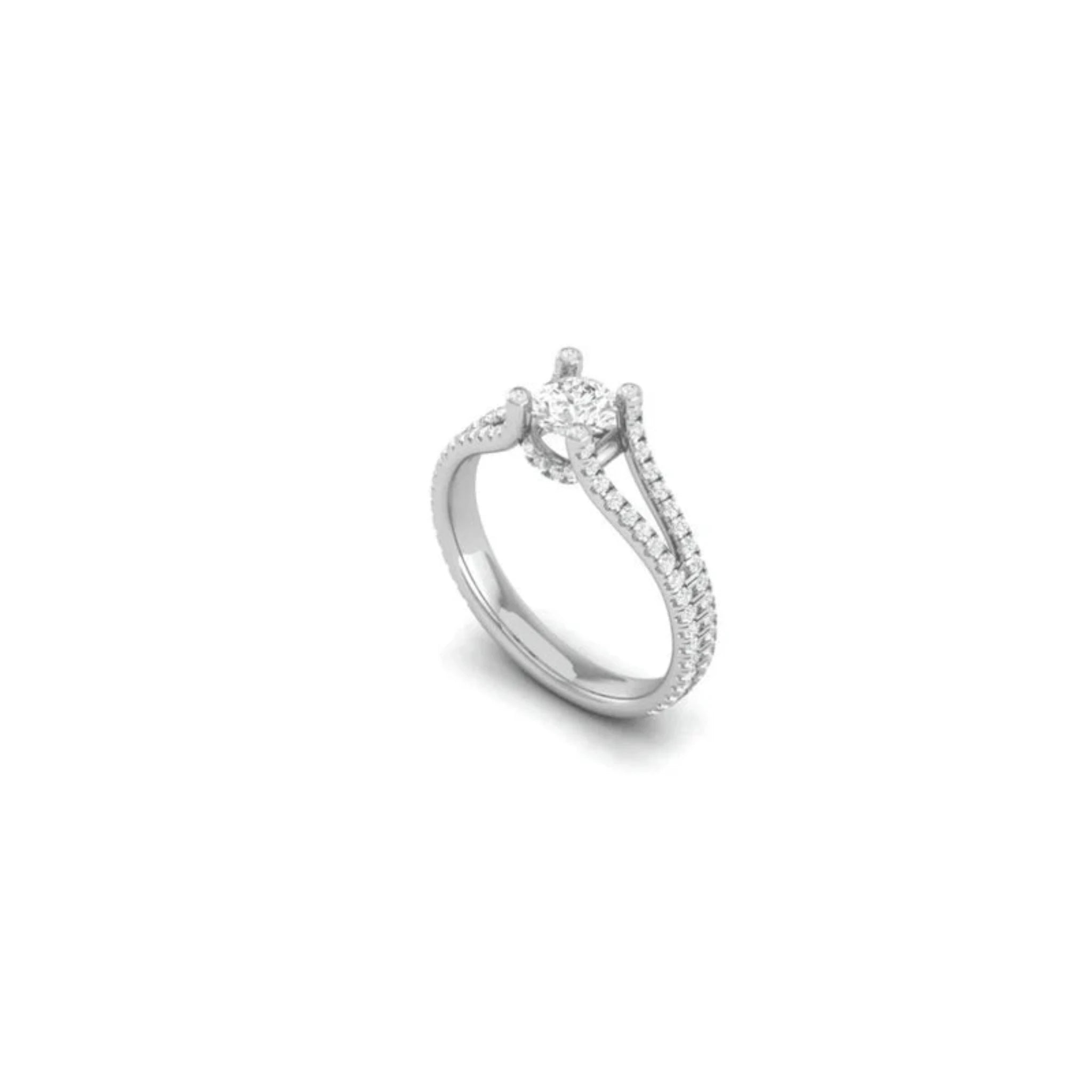 White Gold Adjustable Silver Split Shank Diamond Dazzling Ring For Woman