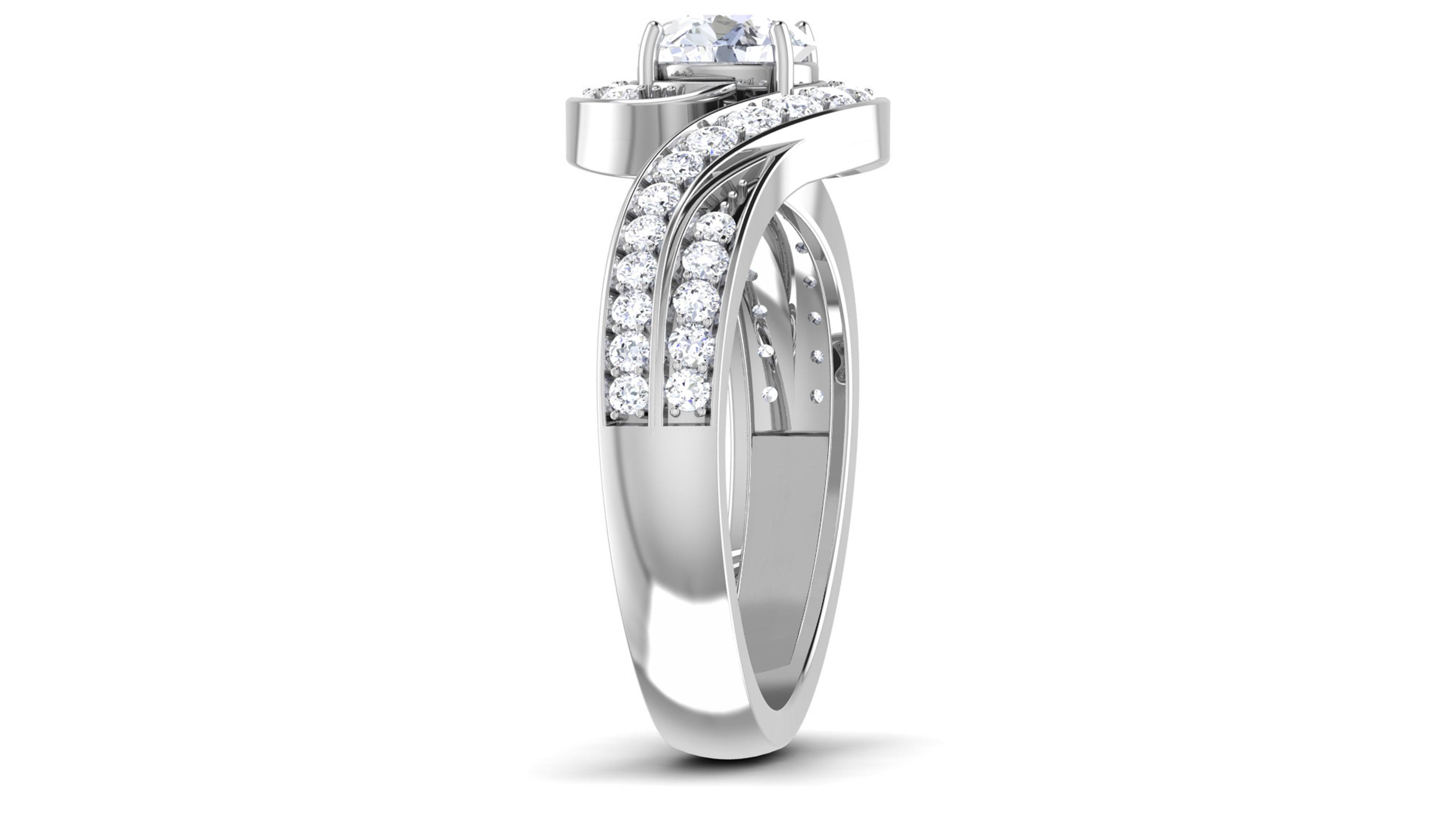 925 Sterling Silver Radiant Reflections Solitaire Bridal Ring AUS-277 - Auory