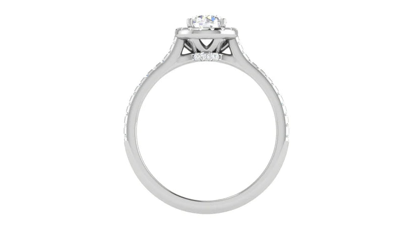 White Gold Adjustable Silver Brilliant Halo Solitaire Bridal Ring For Woman