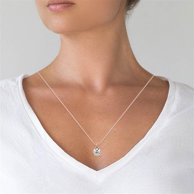 925 Sterling Silver Radiant Round Solitaire Pendant AUS-679 - Auory