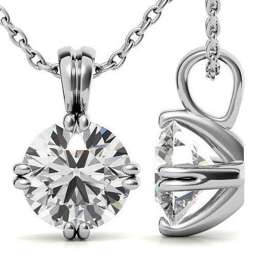 925 Sterling Silver Radiant Round Solitaire Pendant AUS-679 - Auory