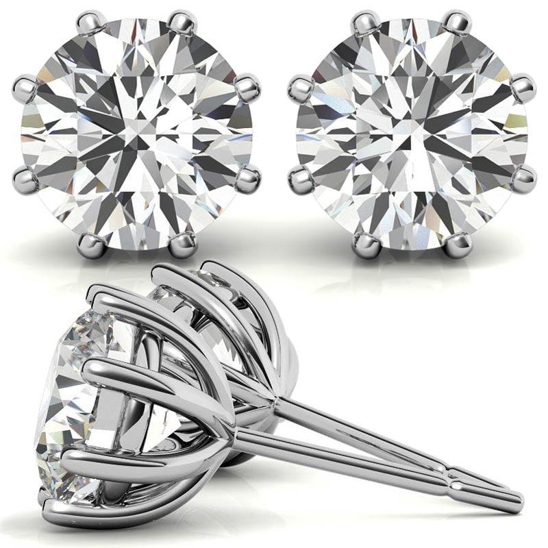 925 Sterling Silver Radiant Solitaire Earring AUS-556 - Auory
