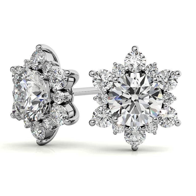 925 Sterling Silver Radiant Solitaire Earring AUS-558 - Auory