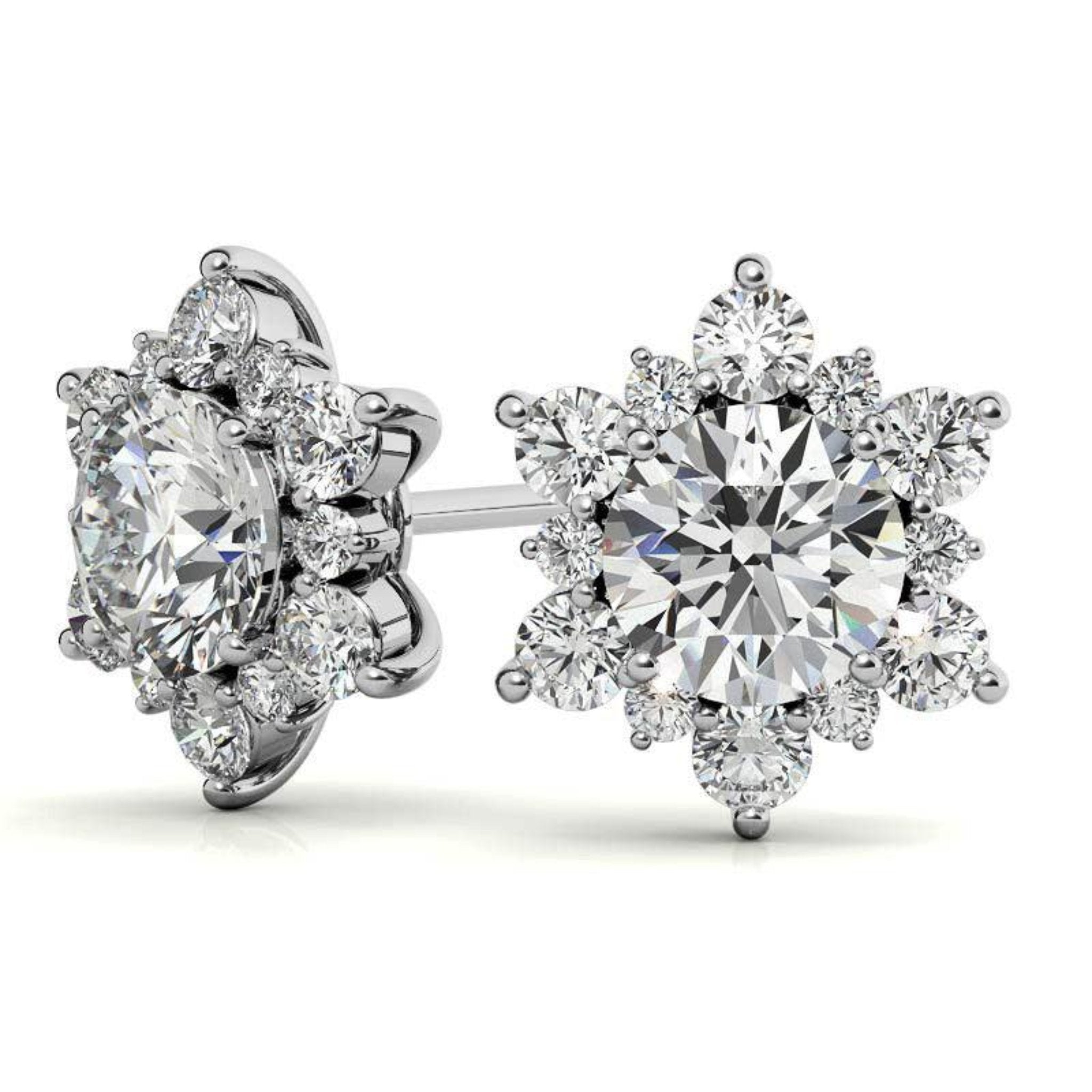 Radiant Floral Snowflake White Gold Silver Diamond Simulant Earring For Woman