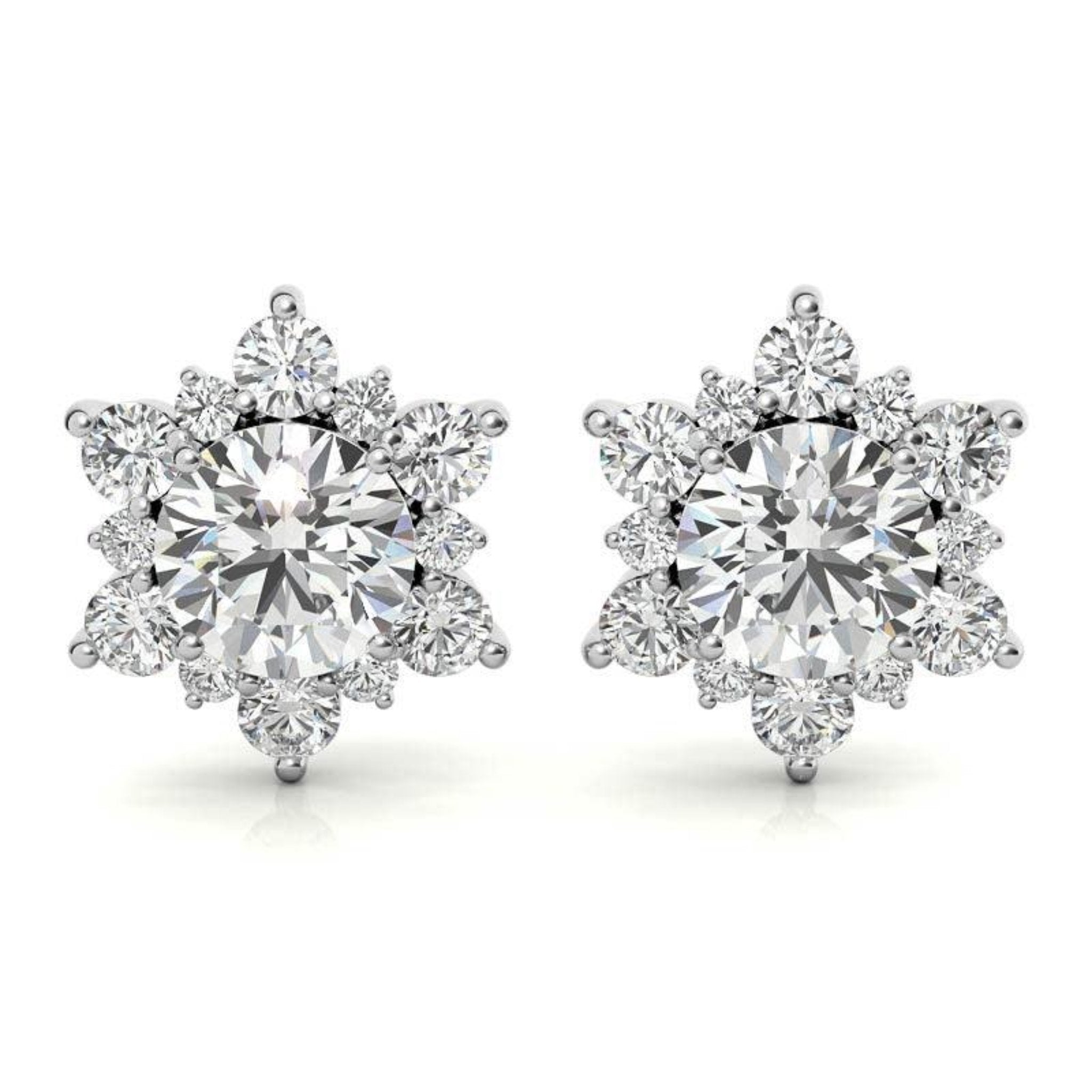 Radiant Floral Snowflake White Gold Silver Diamond Simulant Earring For Woman