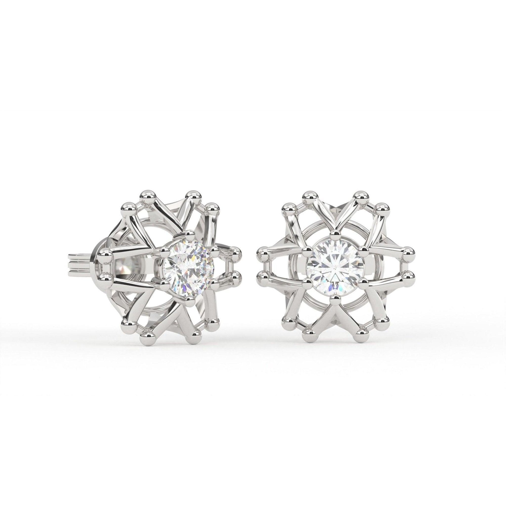 Geometric Floral Silver White Gold Plated Earring For Women