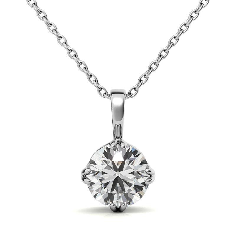 925 Sterling Silver Round Solitaire Pendant AUS-678 - Auory