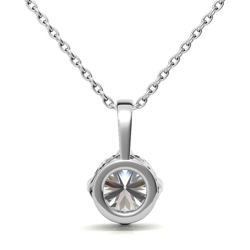 925 Sterling Silver Round Solitaire Pendant AUS-678 - Auory