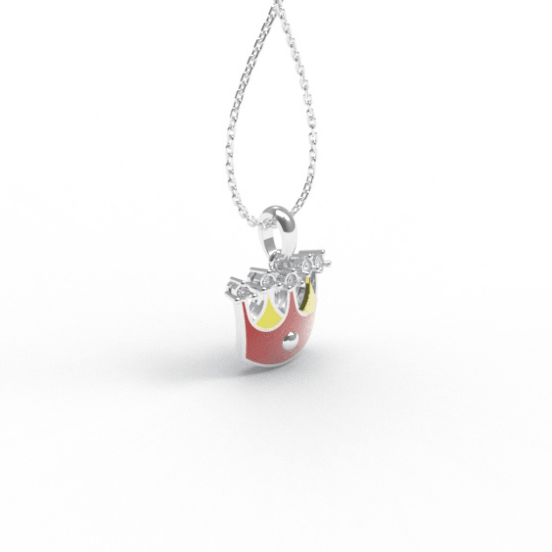 925 Sterling Silver Royal Crown Kid's Pendant - Auory