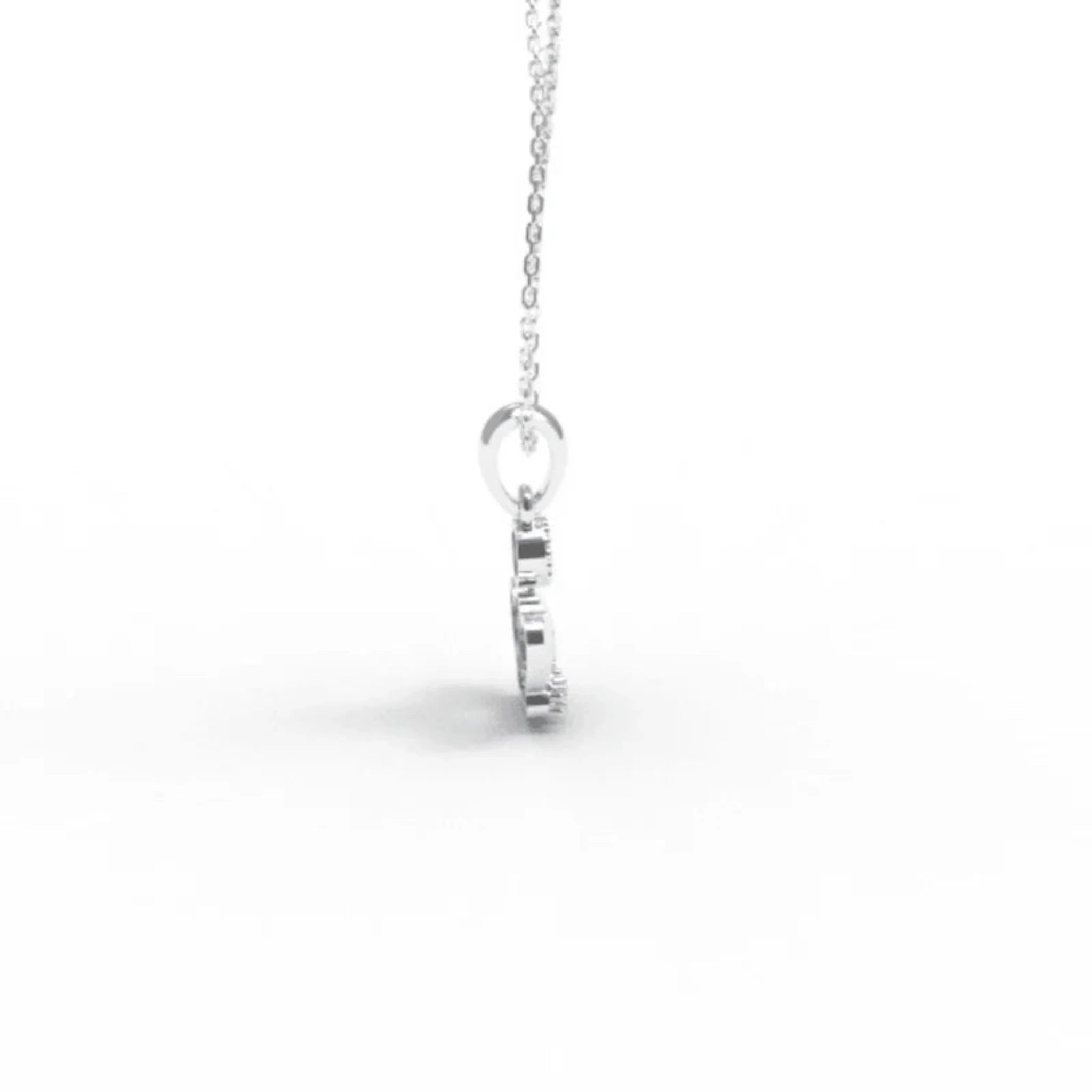 Silver Petite Halo Accent Royal Crown Mini White Gold Pendant For Kids