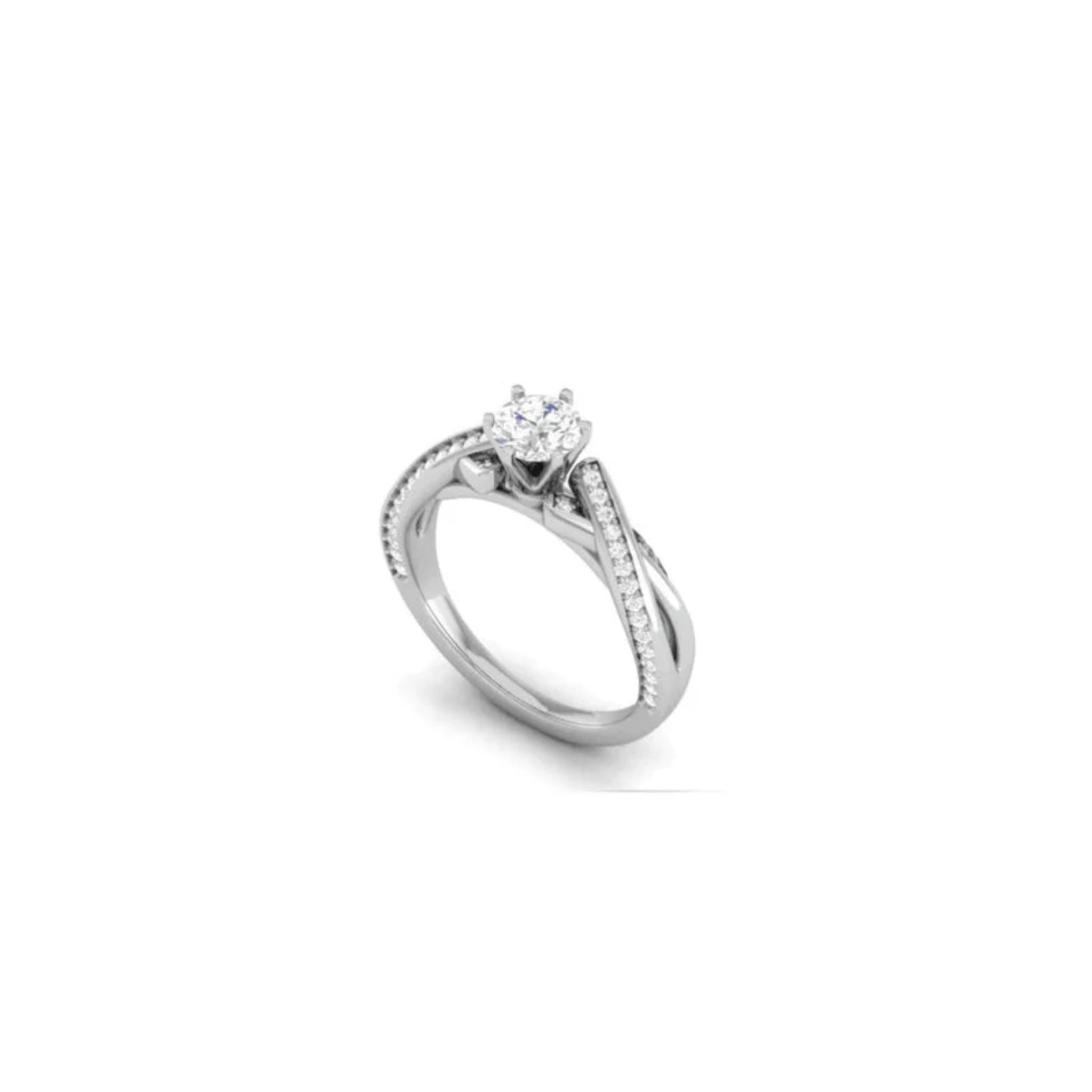 White Gold Adjustable Silver Interlocking Diamond Pave Ring For Woman