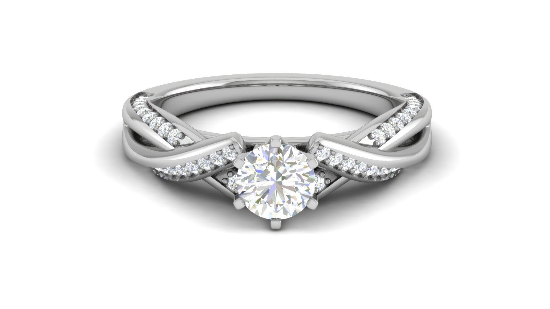 925 Sterling Silver Shimmering Eternity Solitaire Bridal Ring AUS-296 - Auory