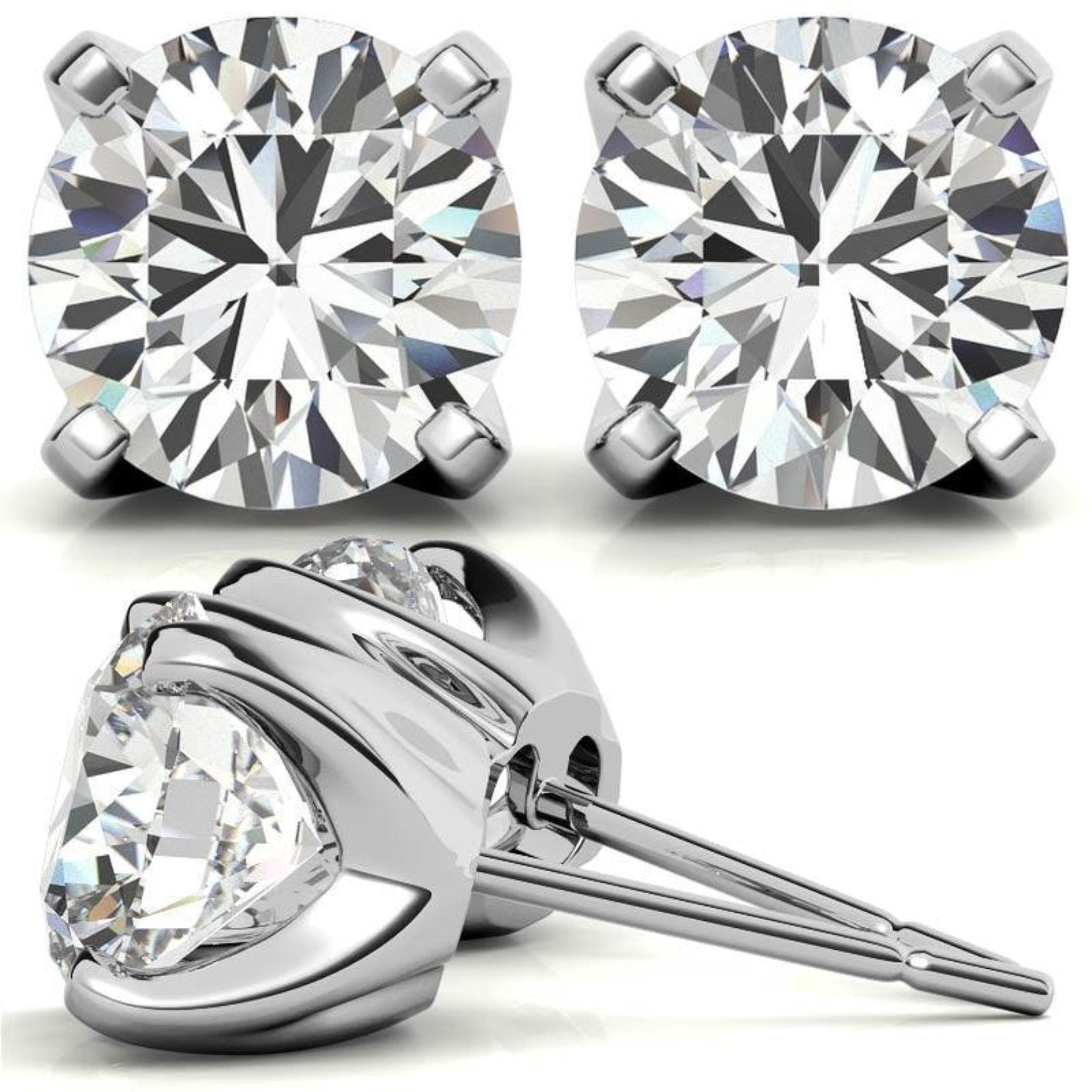 Brilliant Round-Cut Simulated White Gold Silver Diamond Earring For Woman