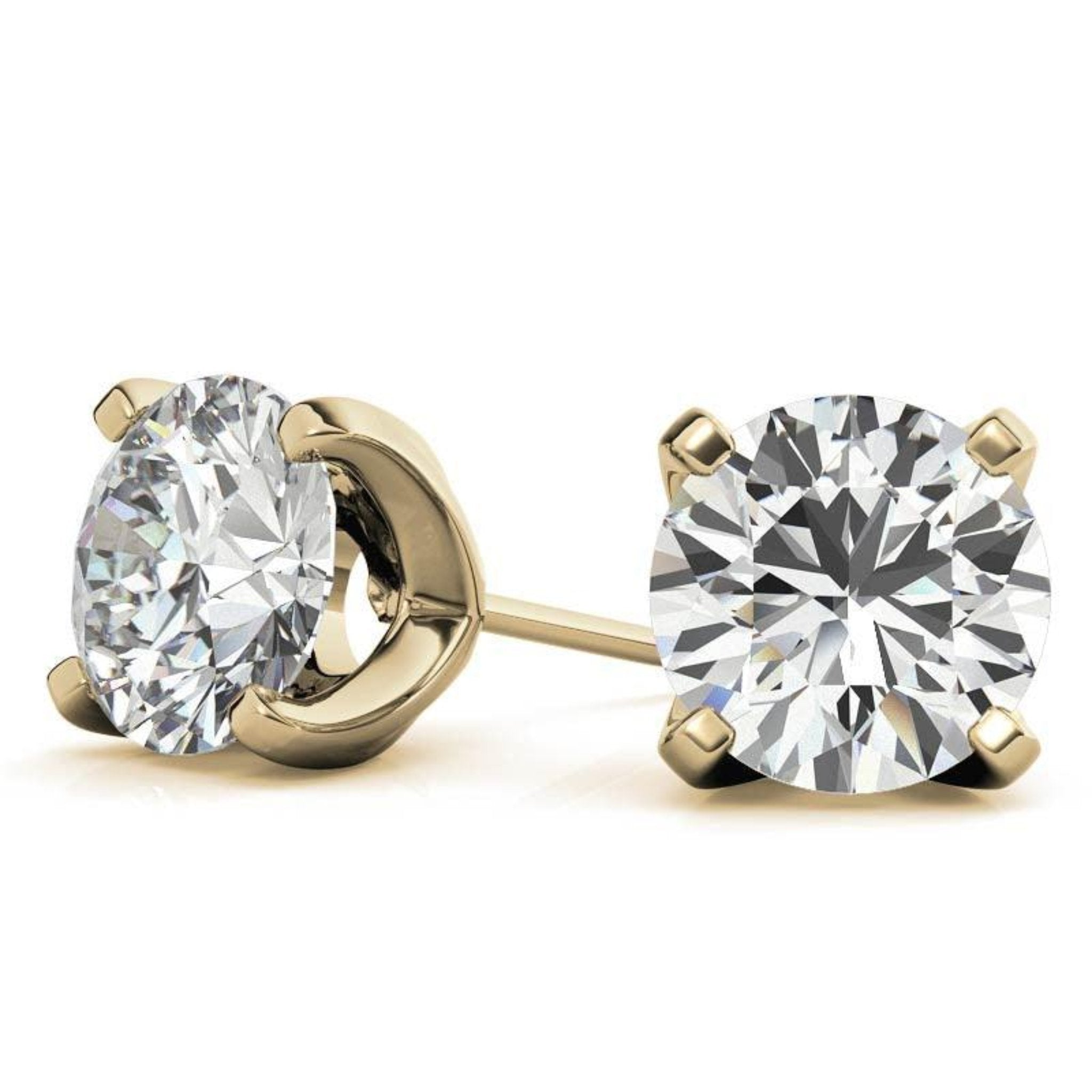 Brilliant Round-Cut Simulated Yellow Gold Silver Diamond Earring For Woman